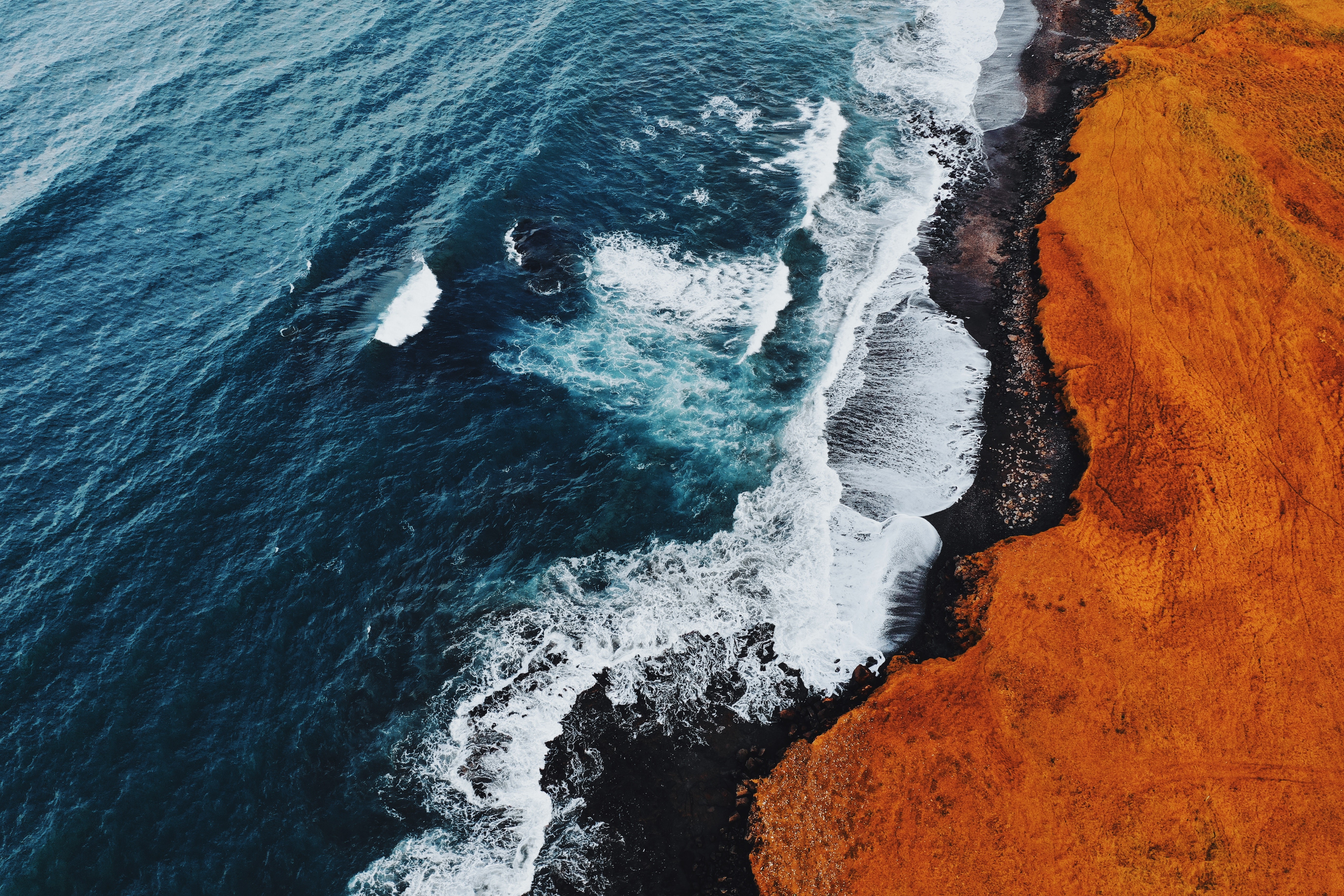 nature, water, aerial view, coast, sea, waves, HD Wallpaper