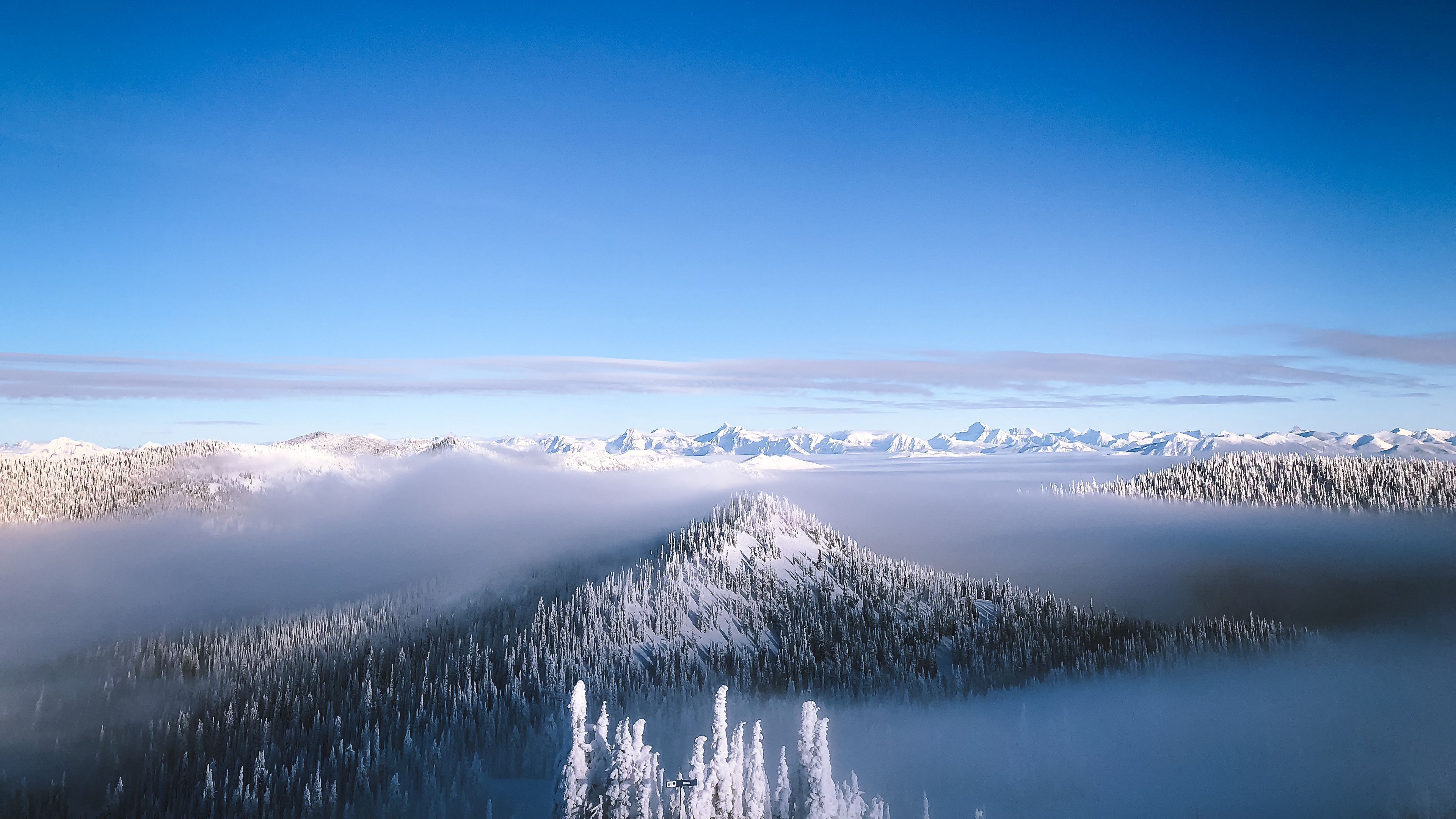 mountain, snow, winter, horizon, sky, 4k, HD Wallpaper