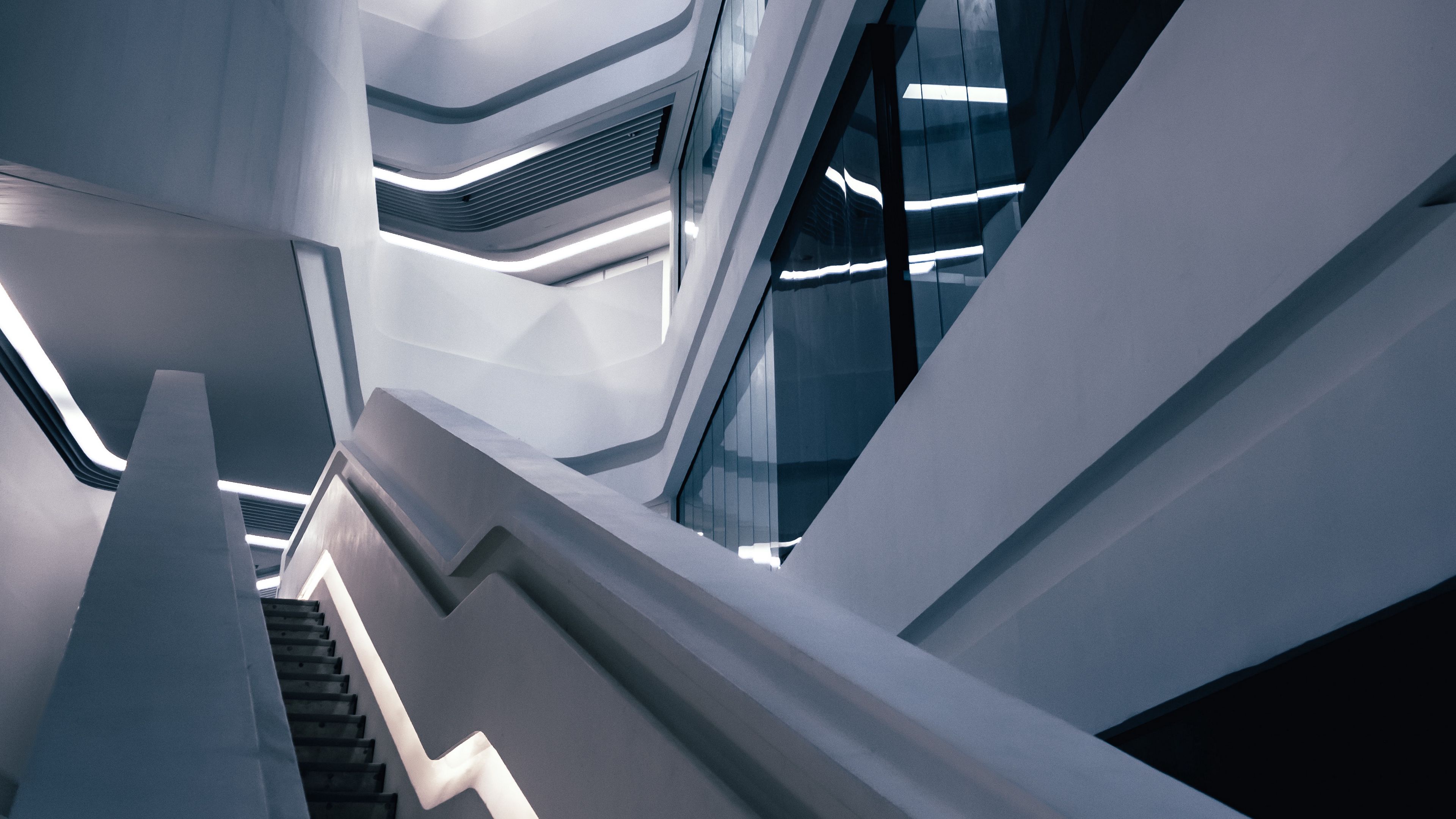 building, architecture, design, minimalism, stairs, 4k, HD Wallpaper