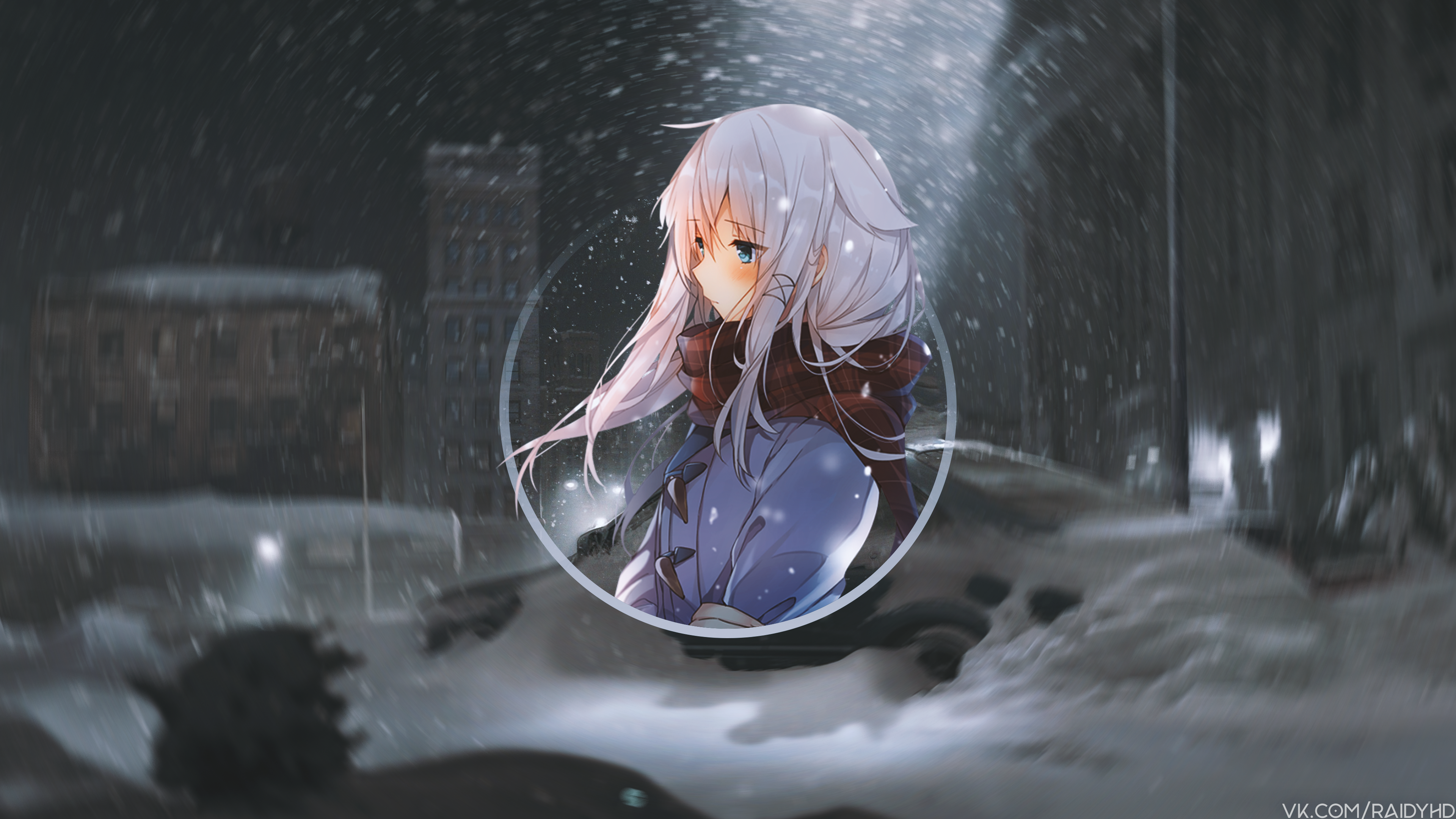 anime girls, anime, picture-in-picture, snow, HD Wallpaper