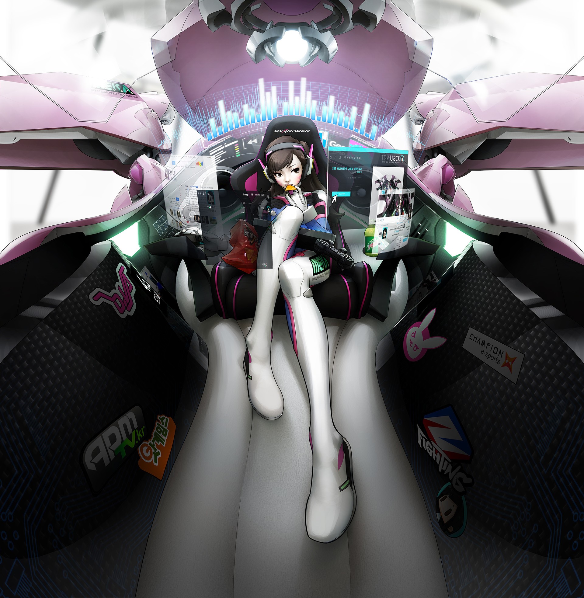 D.Va (Overwatch), Overwatch, video games, digital art, mecha girls, HD Wallpaper