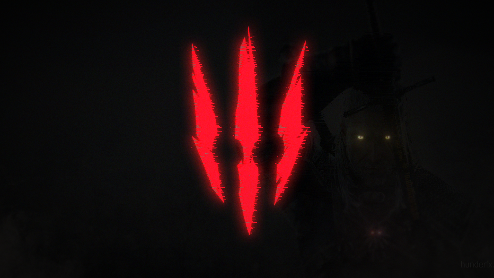The Witcher, The Witcher 3: Wild Hunt, Geralt of Rivia, glitch art, glowing eyes, HD Wallpaper
