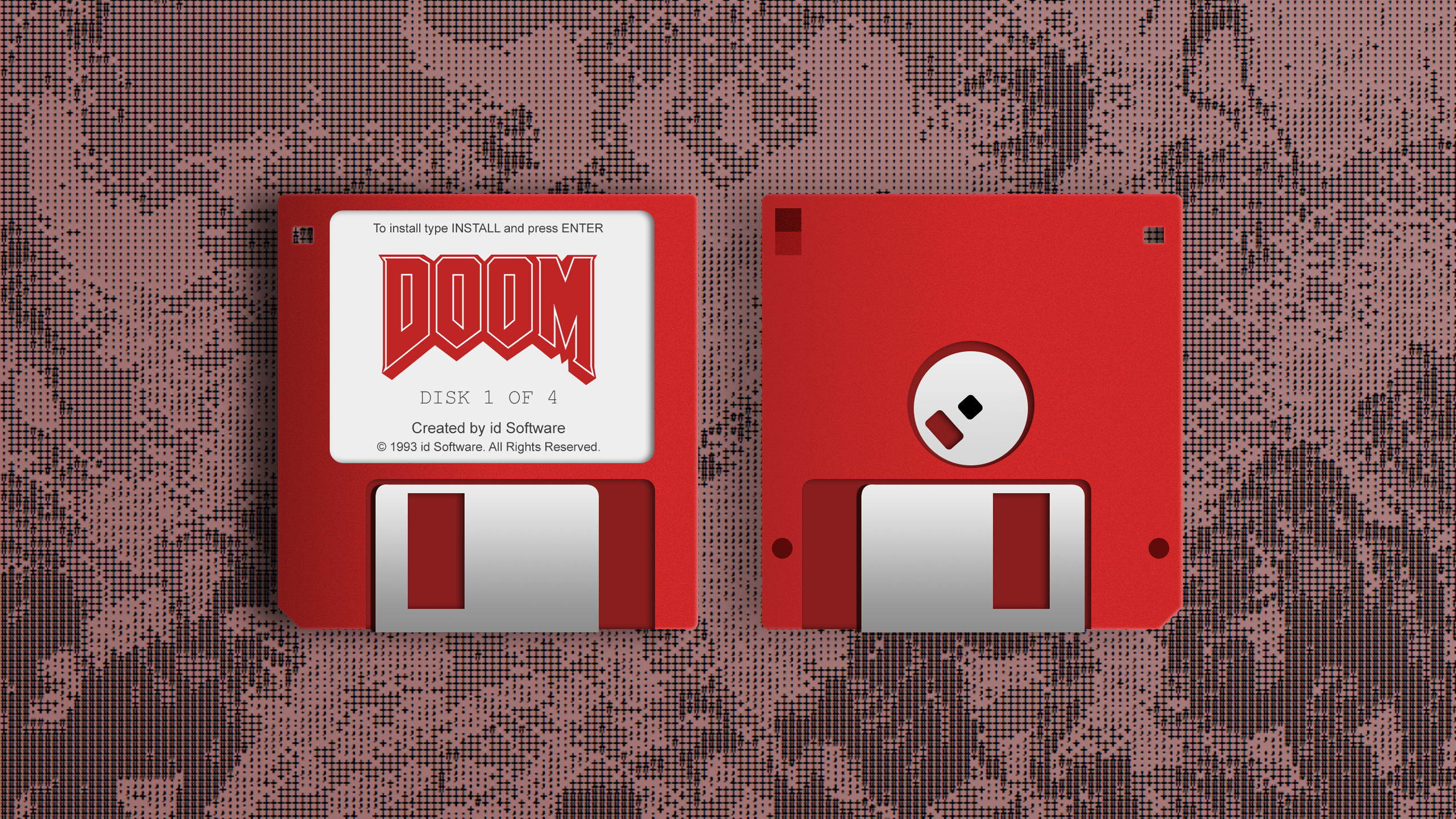 Doom (game), video games, floppy disk, red, HD Wallpaper
