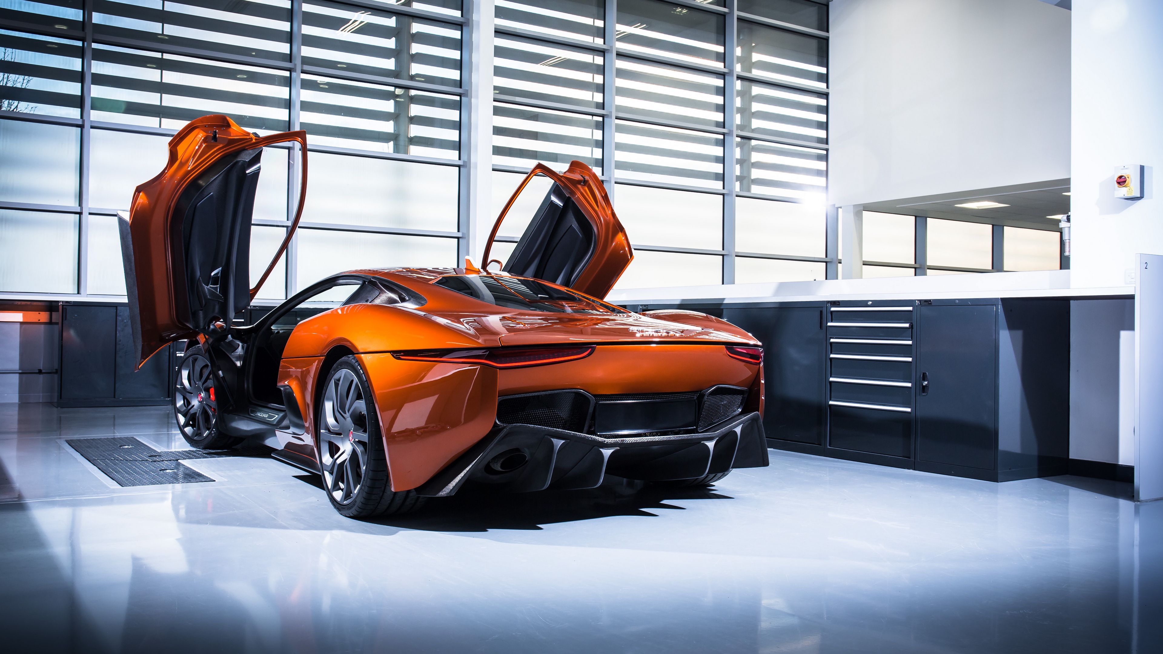 jaguar c-x75, jaguar, sports car, side view, 4k, HD Wallpaper