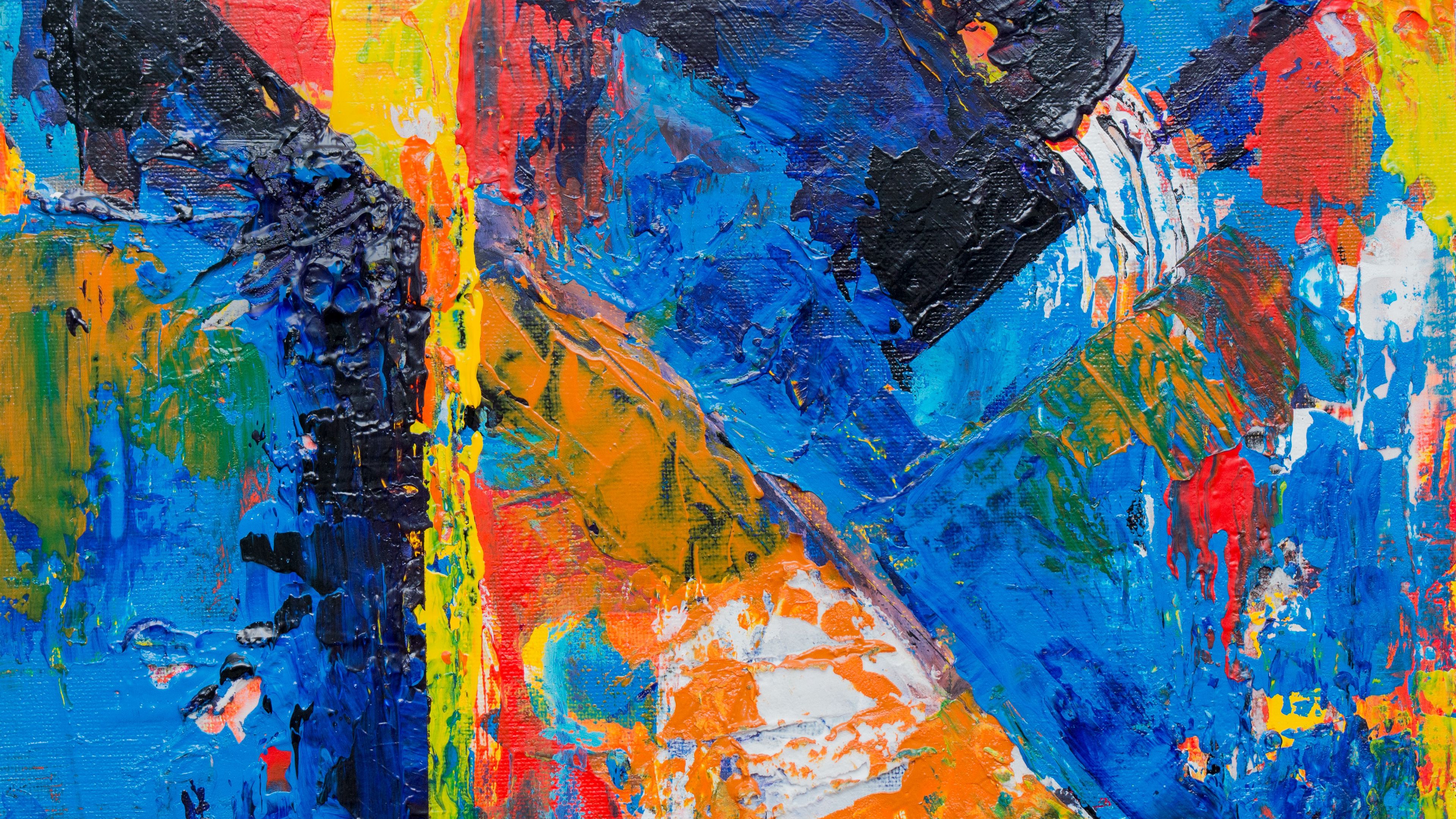 paint, acrylic, canvas, stains, colorful, 4k, HD Wallpaper