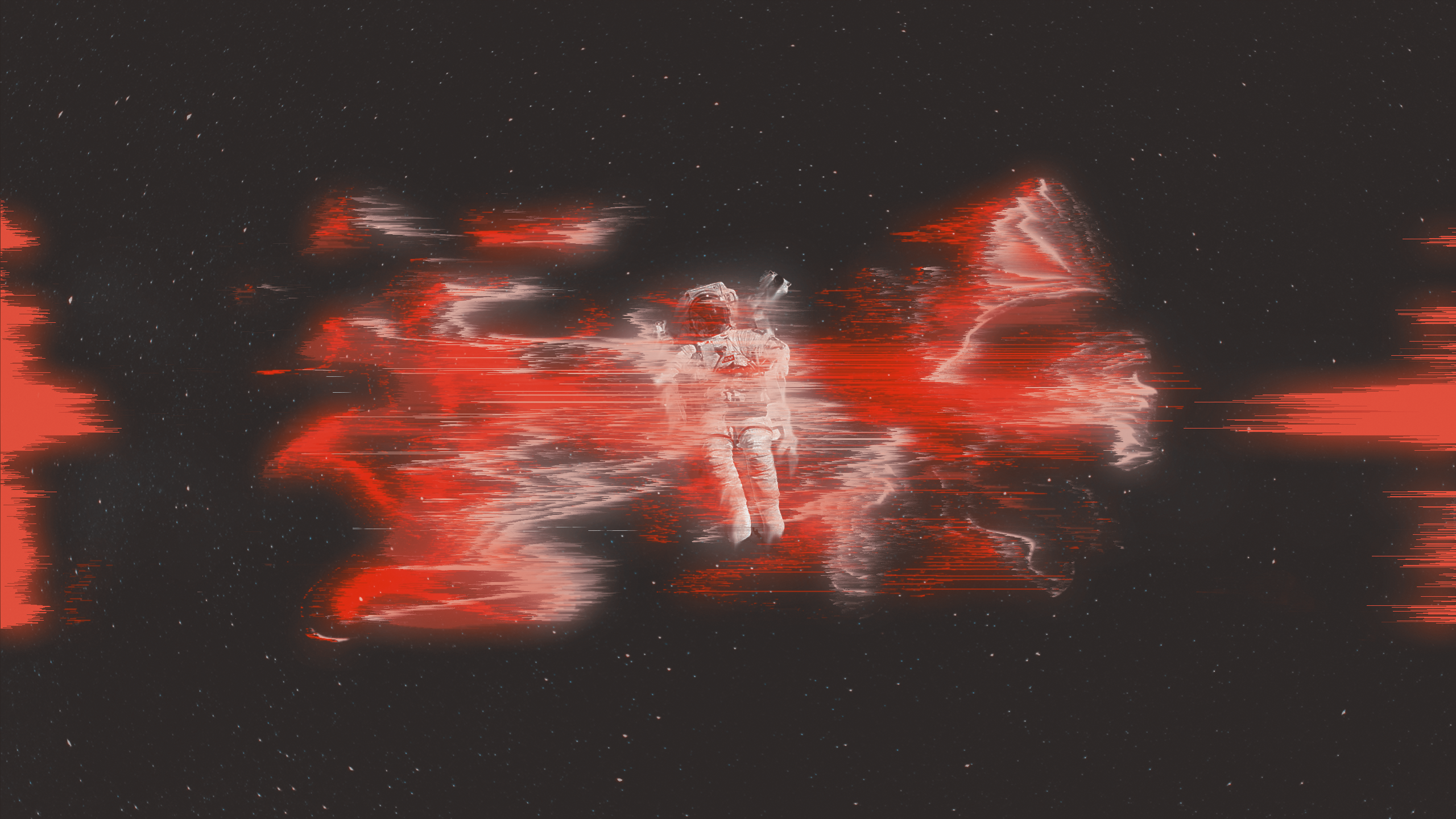 digital, astronaut, red, white, pink, space, space art, stars, graphic design, surreal, artwork, pixel sorting, glitch art, HD Wallpaper