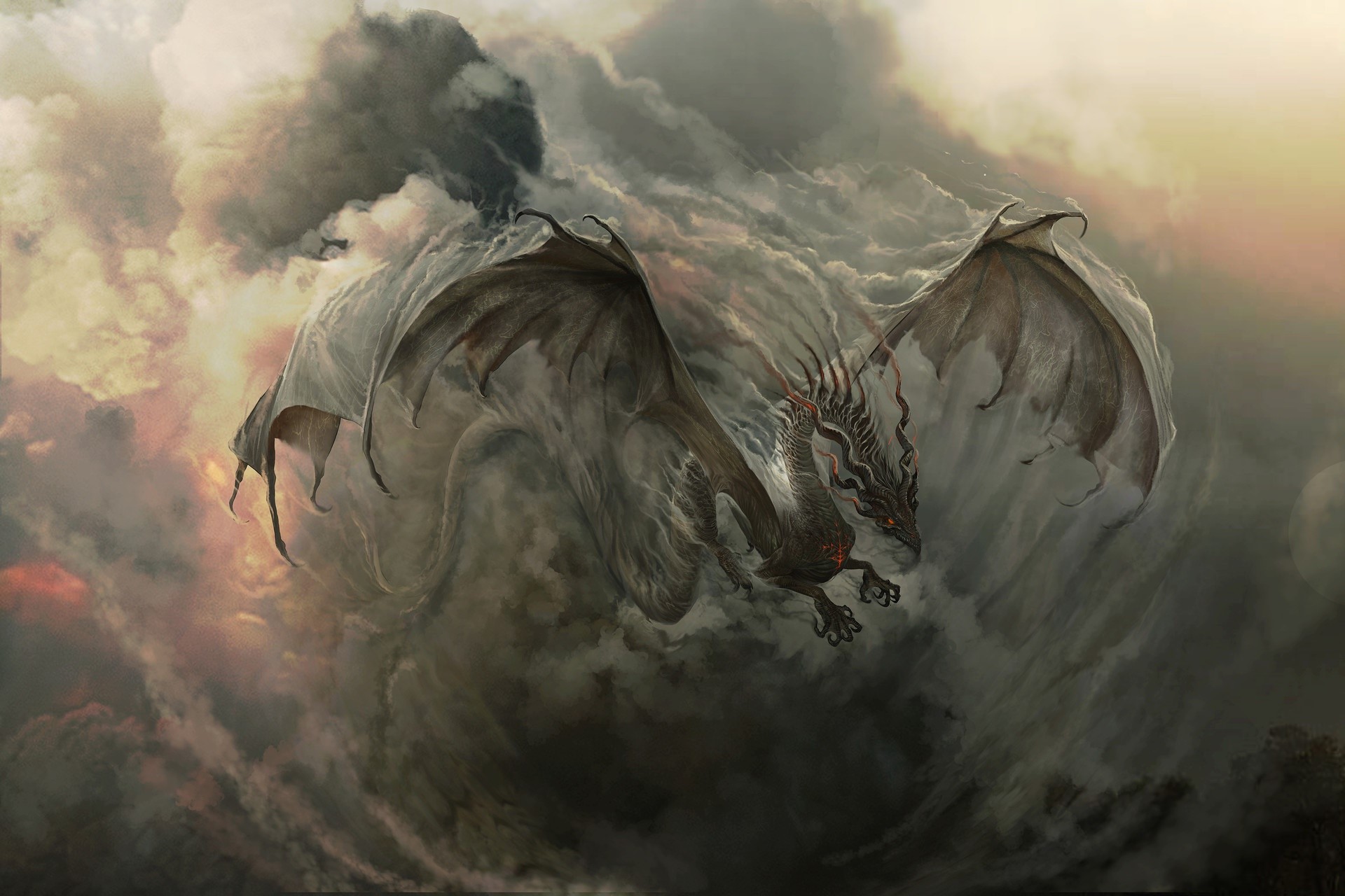 fantasy art, artwork, dragon, creature, HD Wallpaper