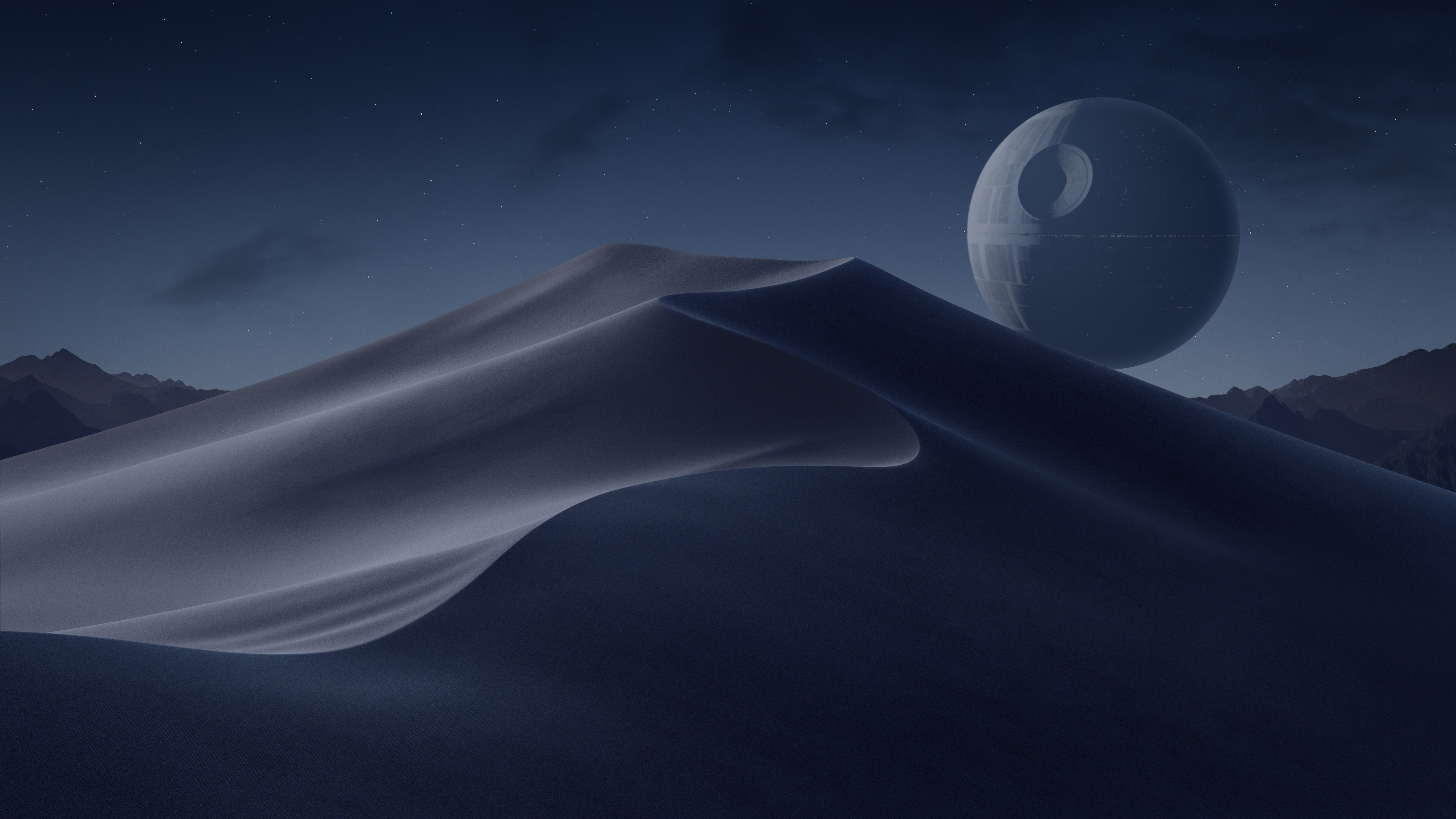 dunes, night, sand, Death Star, Star Wars, HD Wallpaper