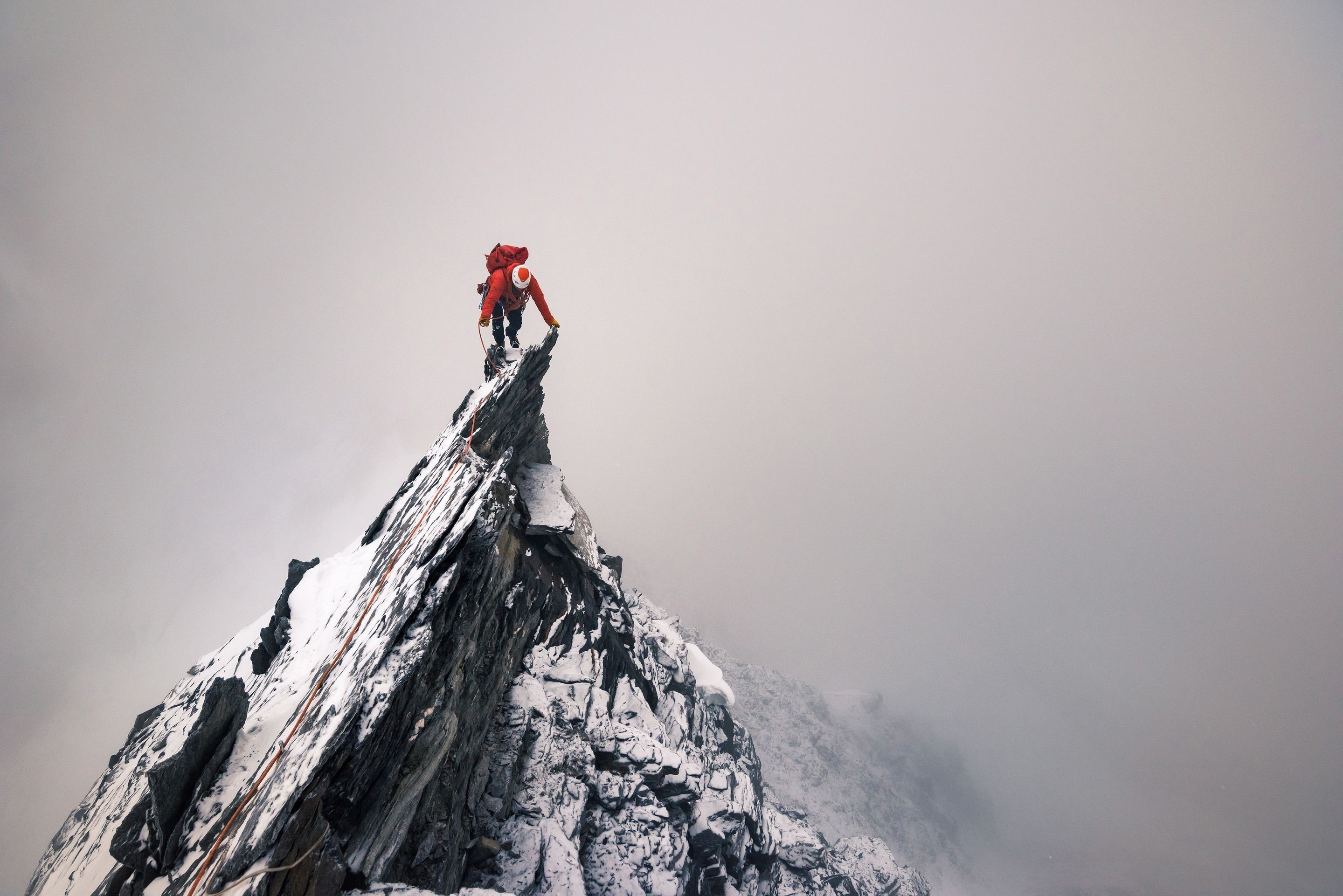 nature, climbing, mountains, outdoors, mist, HD Wallpaper