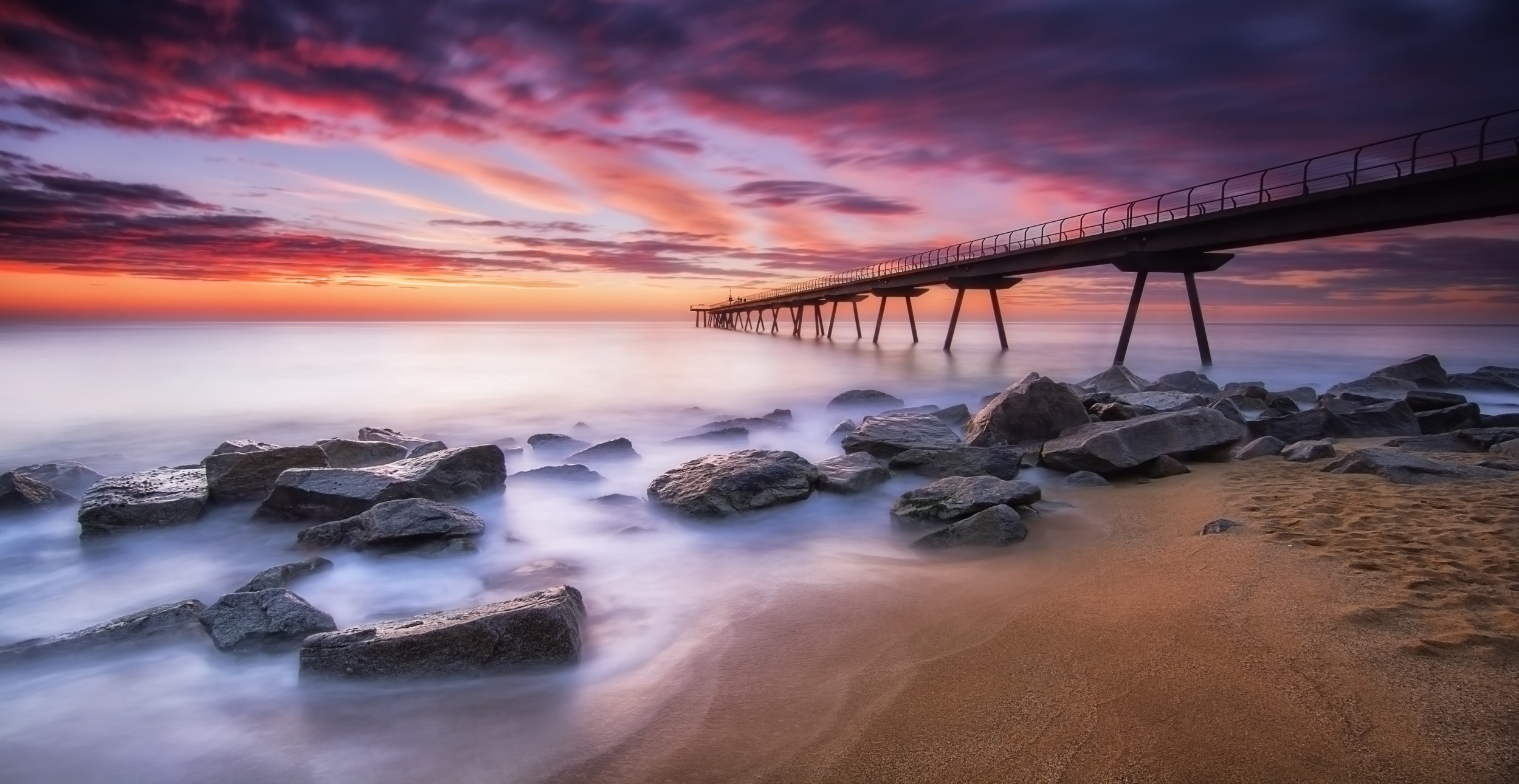 beach, sky, colorful, sea, outdoors, stones, water, HD Wallpaper