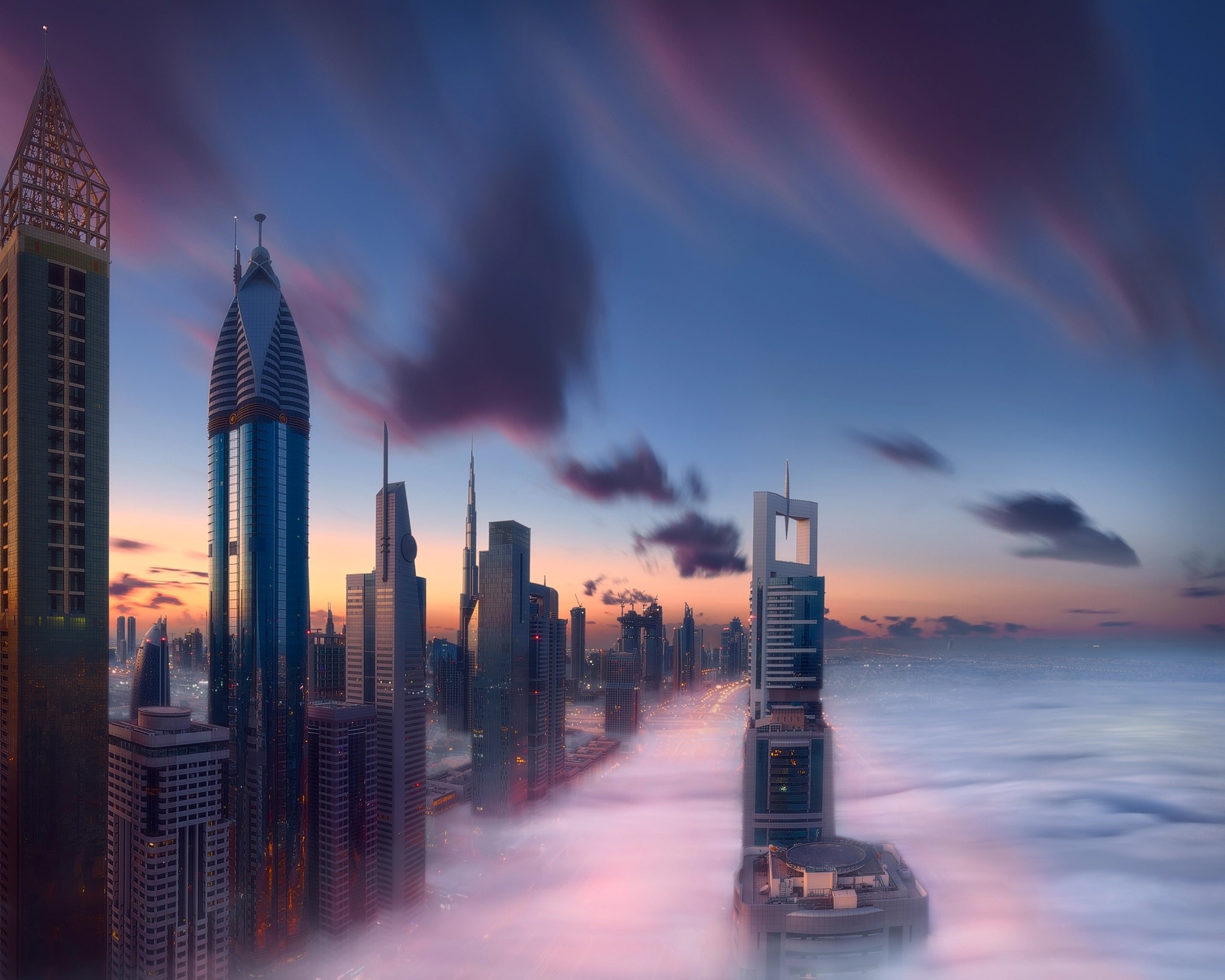 Dubai, cityscape, sky, HD Wallpaper