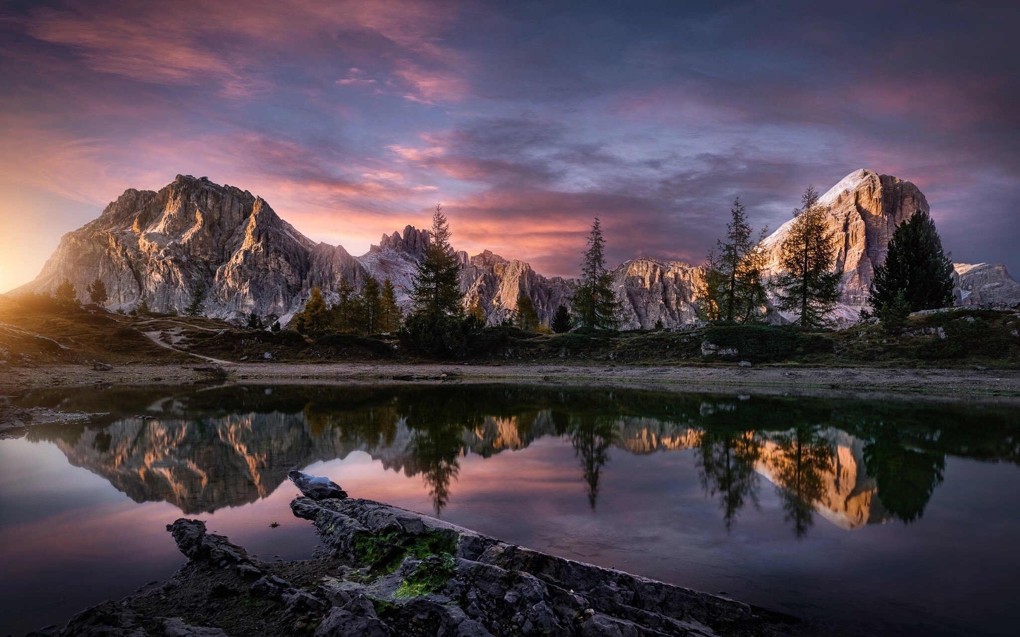 nature, mountains, sky, water, landscape, reflection, HD Wallpaper