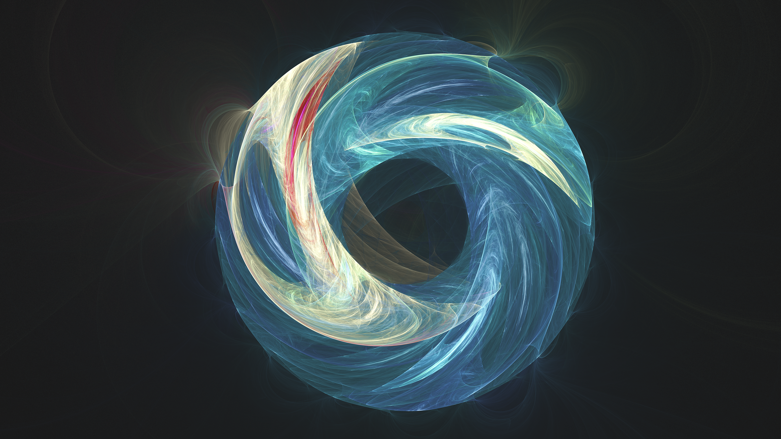 abstract, fractal, digital art, circle, blue, HD Wallpaper