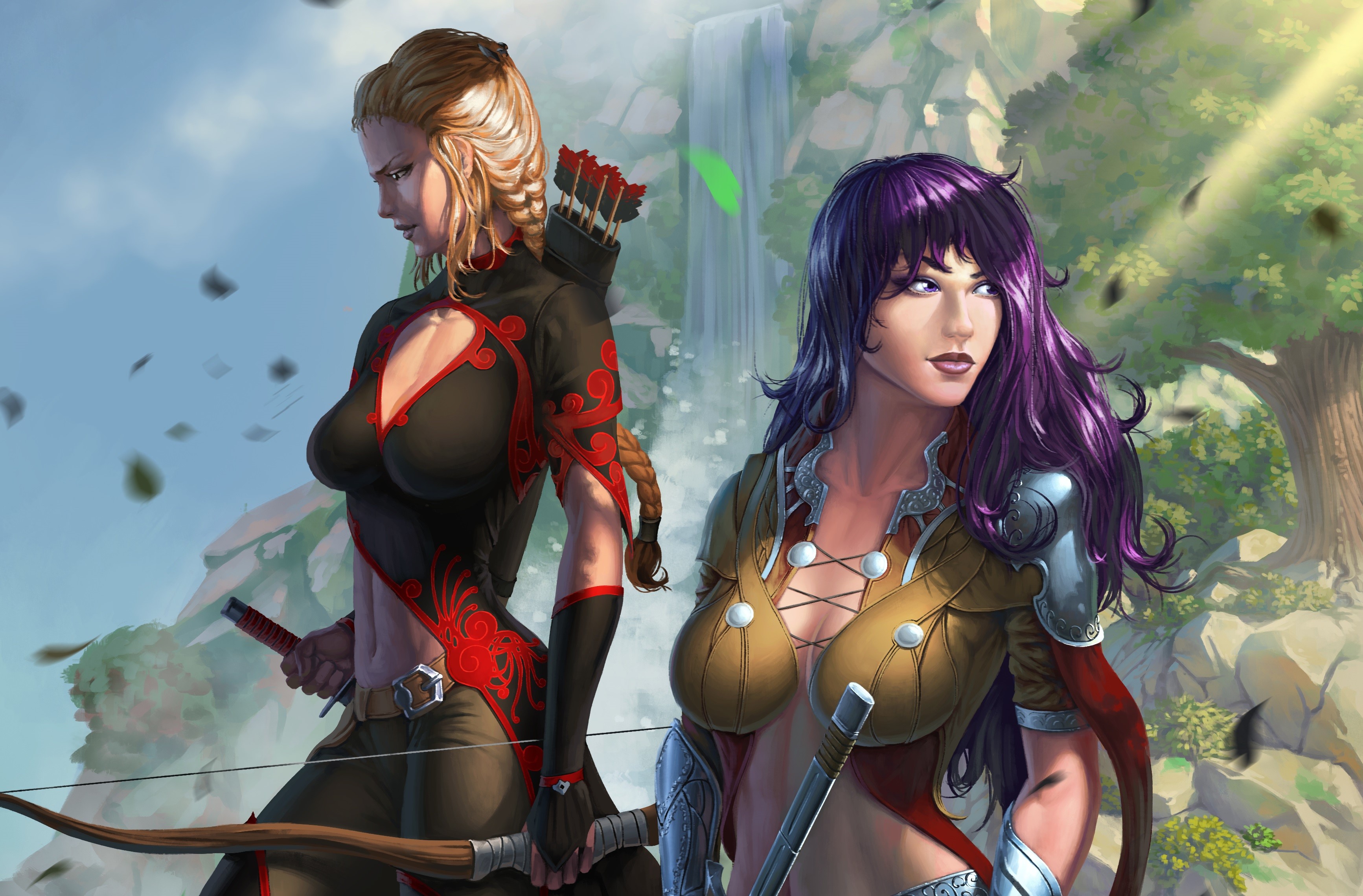 Born of the Phoenix, fantasy art, fantasy warrior, phoenix, Destiny Reforged, Misanthropy, Crimson Sapphires, fantasy girl, female warrior, HD Wallpaper