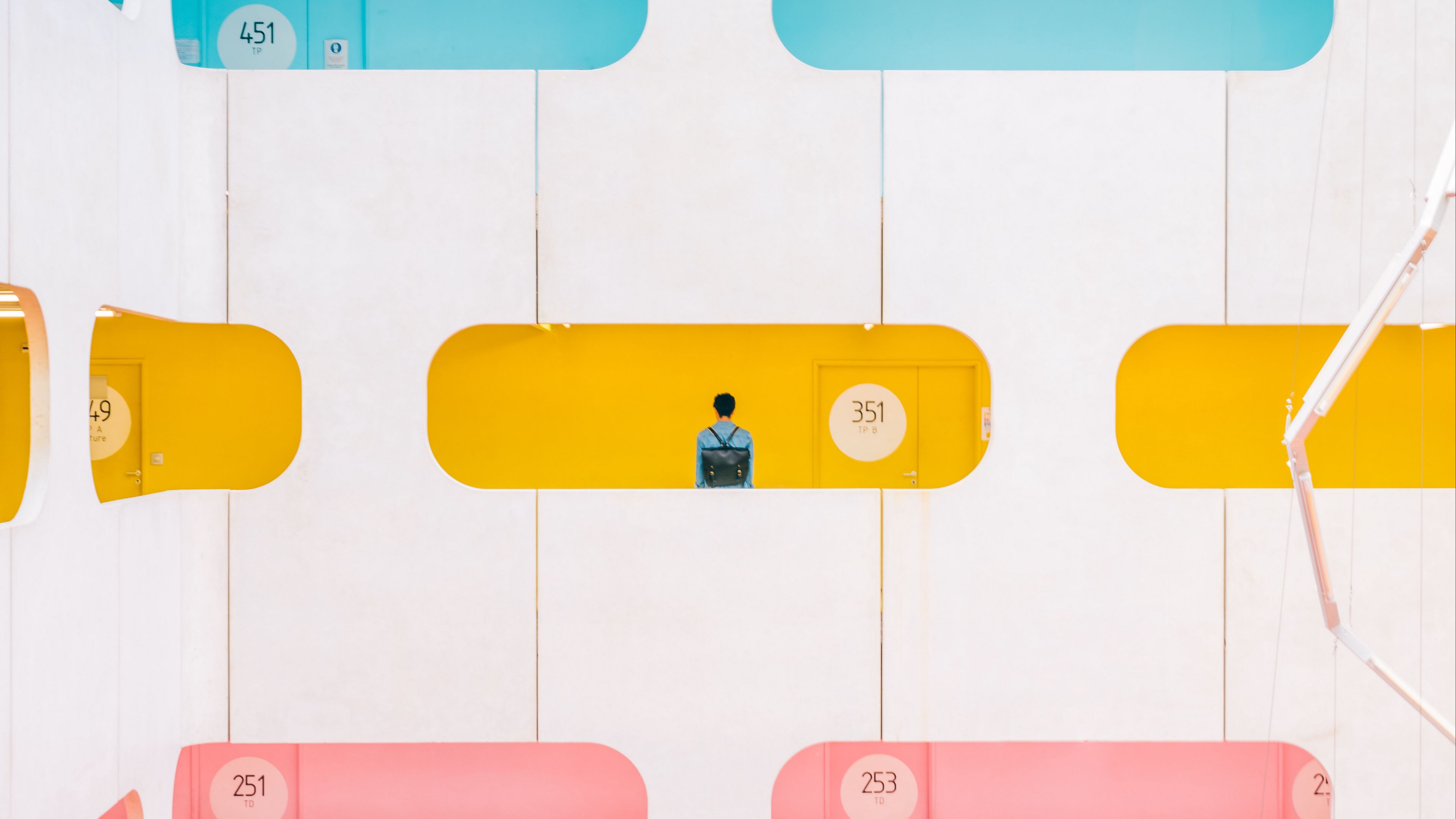 building, minimalism, colorful, architecture, windows, 4k, HD Wallpaper