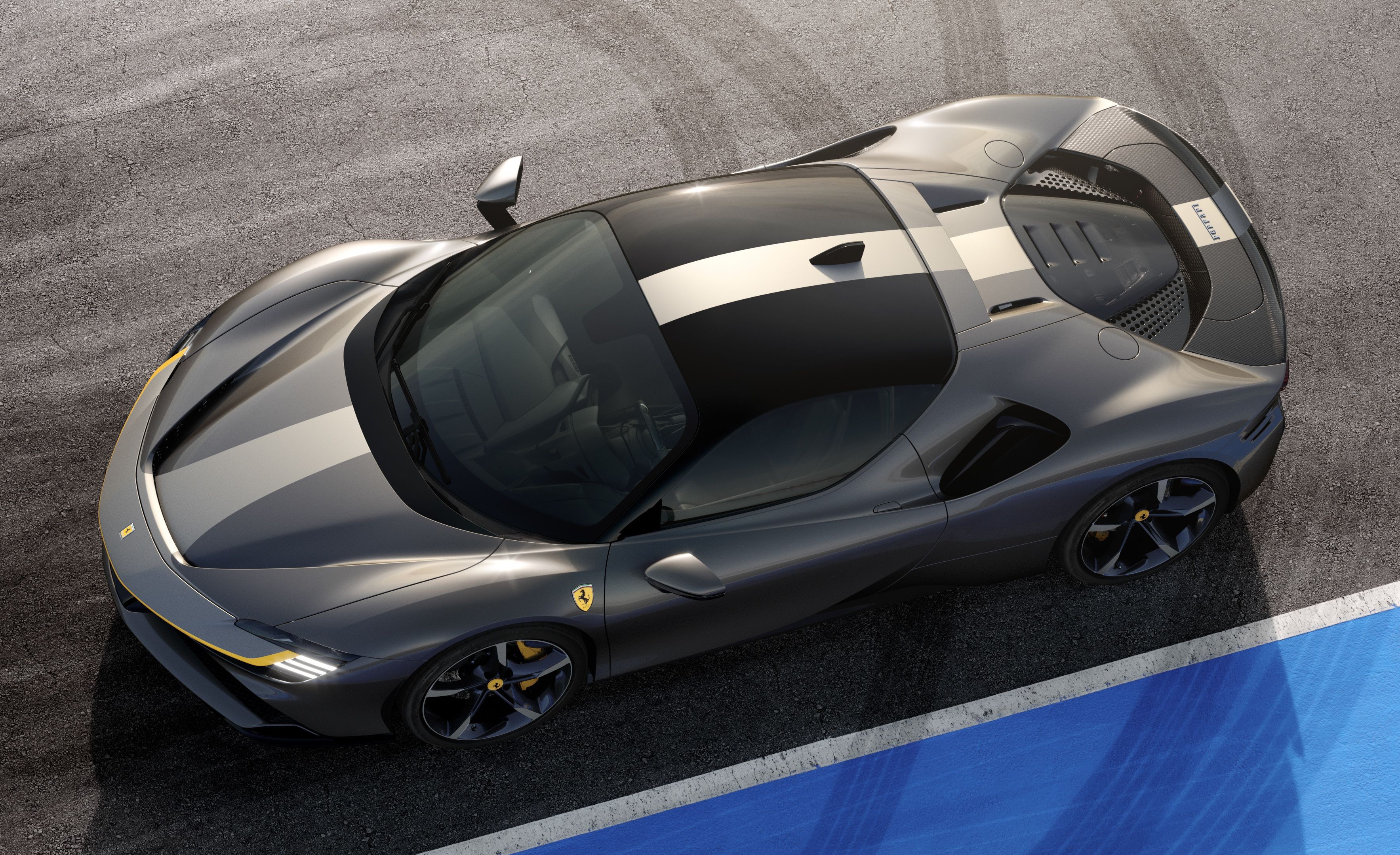 Ferrari, grey cars, Ferrari SF90 Stradale, car, race tracks, HD Wallpaper