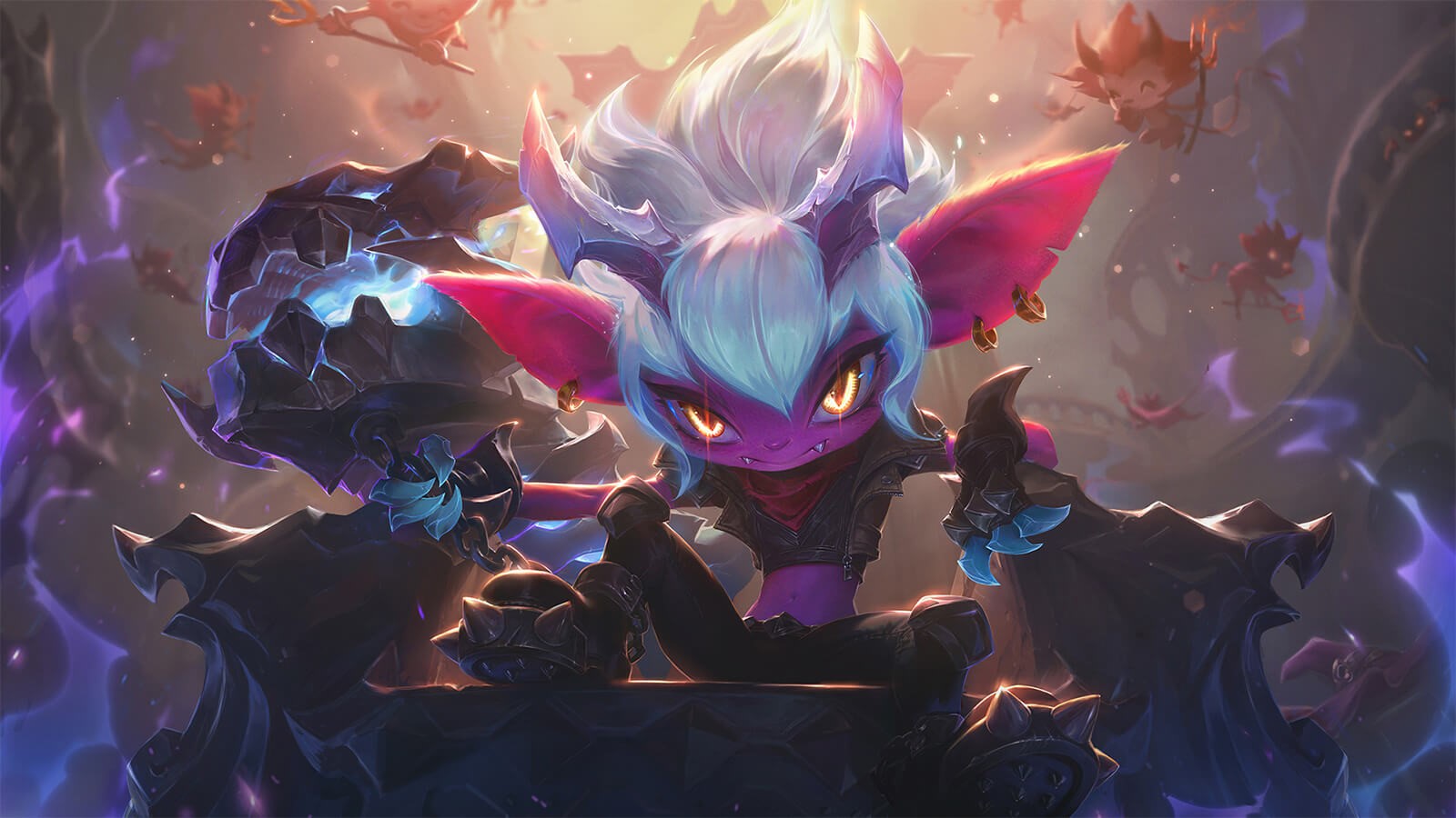 Tristana, League of Legends, demon girl, PC gaming, yellow eyes, HD Wallpaper