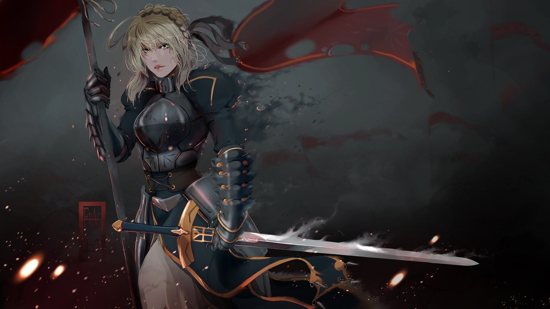 Fate/Zero, anime girls, anime, fantasy girl, Armored, sword, blonde, FrAg MenT, HD Wallpaper