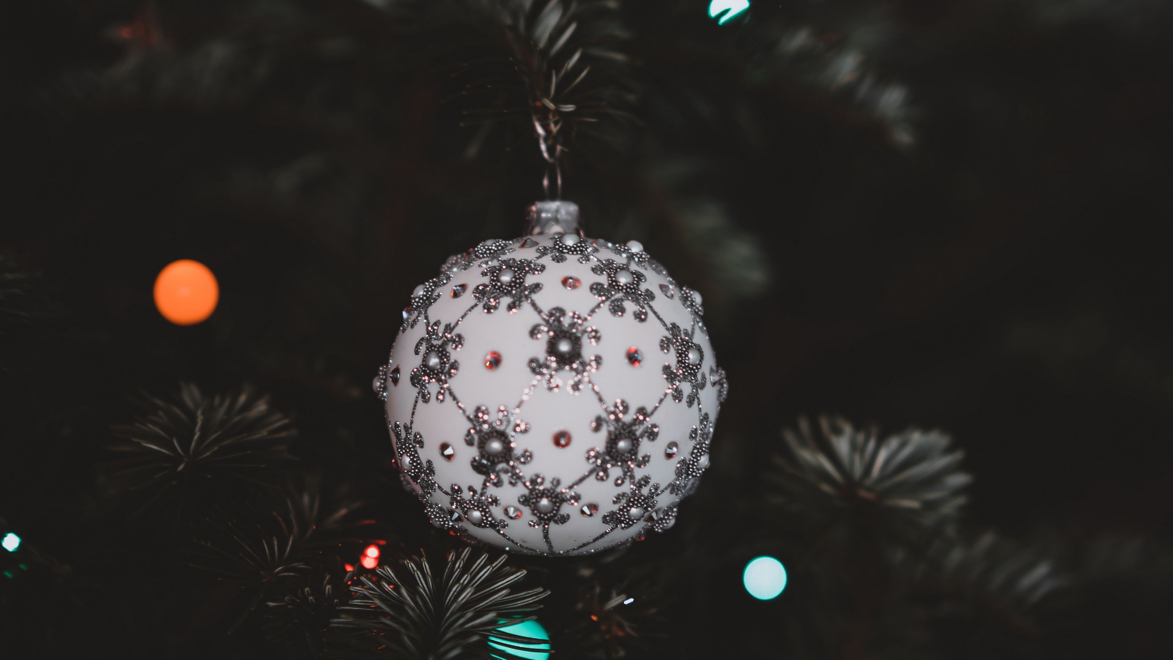 christmas toy, christmas, new year, ball, tree, decoration, 4k, HD Wallpaper