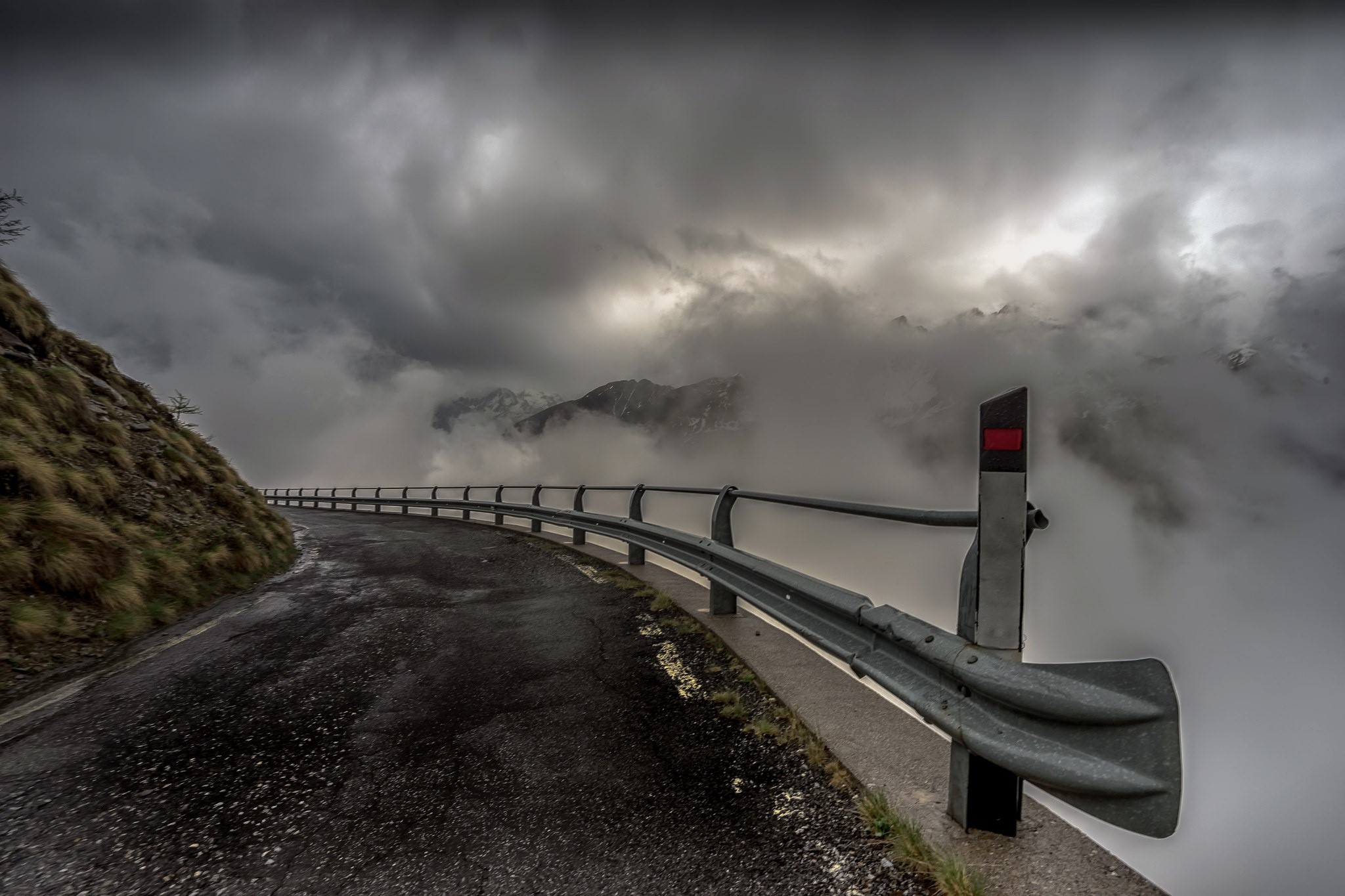 mountains, road, asphalt, outdoors, HD Wallpaper