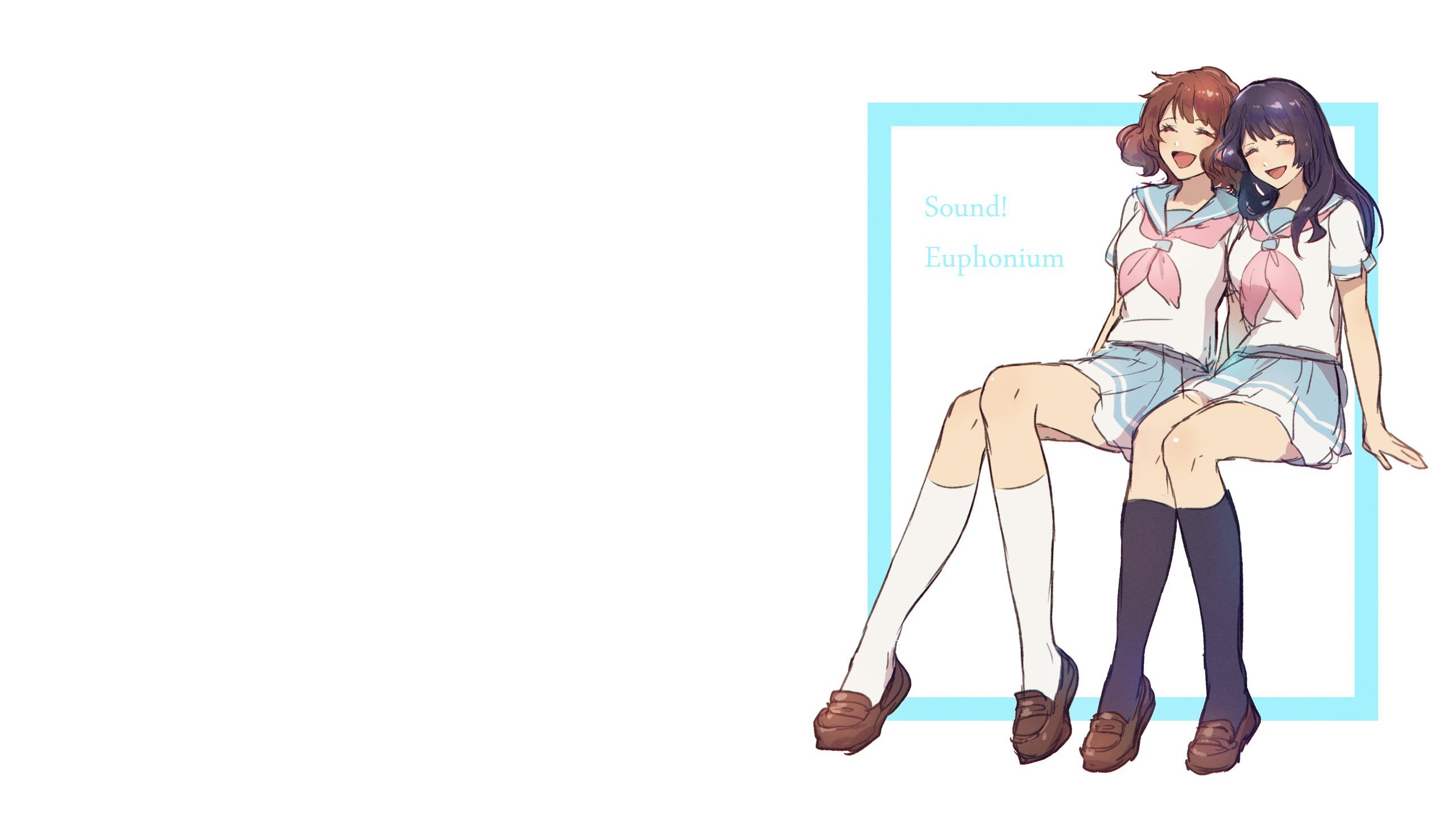 anime, anime girls, white background, simple background, Sound! Euphonium, Hibike! Euphonium, Kousaka Reina, Oumae Kumiko, school uniform, azu_deltachan, HD Wallpaper