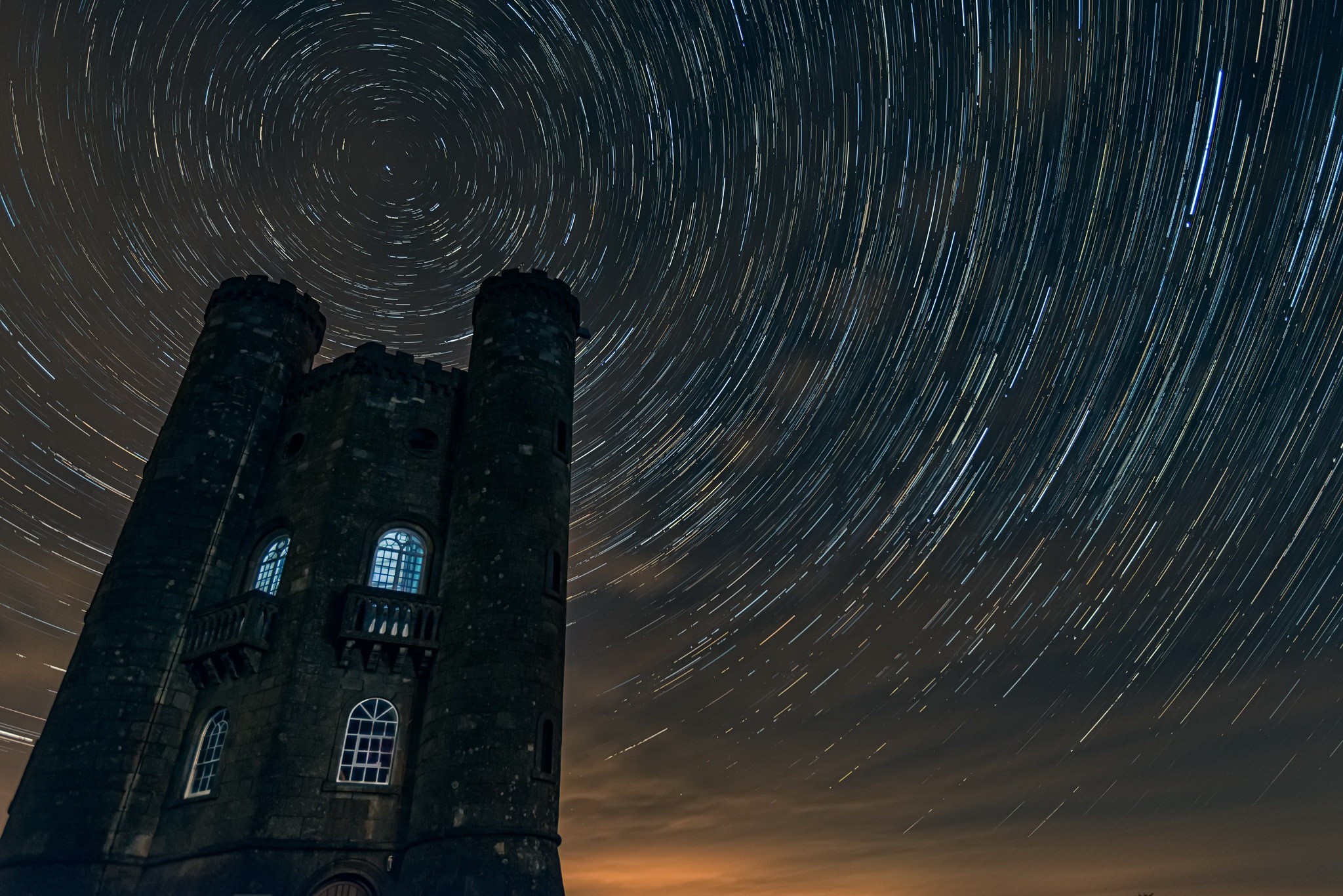 sky, England, night sky, long exposure, outdoors, building, night, castle, HD Wallpaper