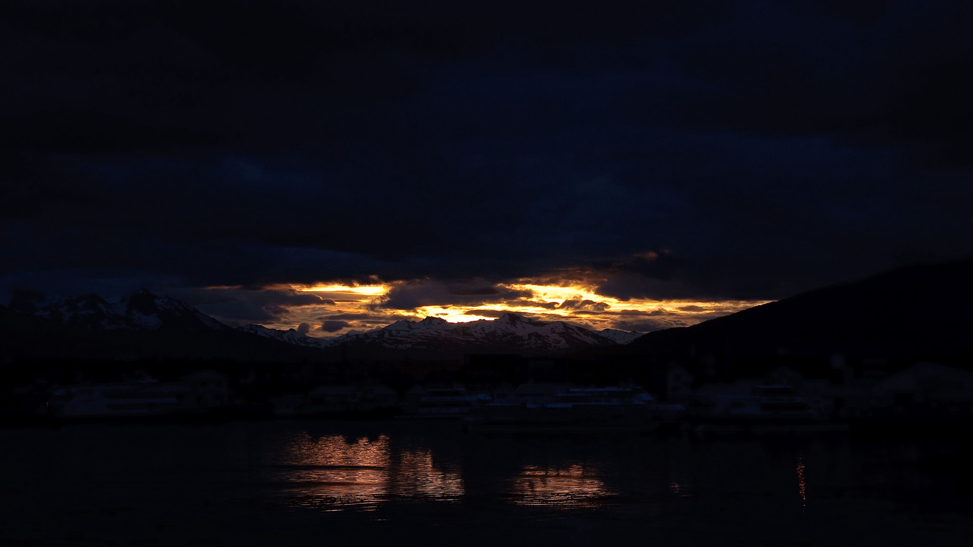 mountain, lake, night, sky, argentina, 4k, HD Wallpaper
