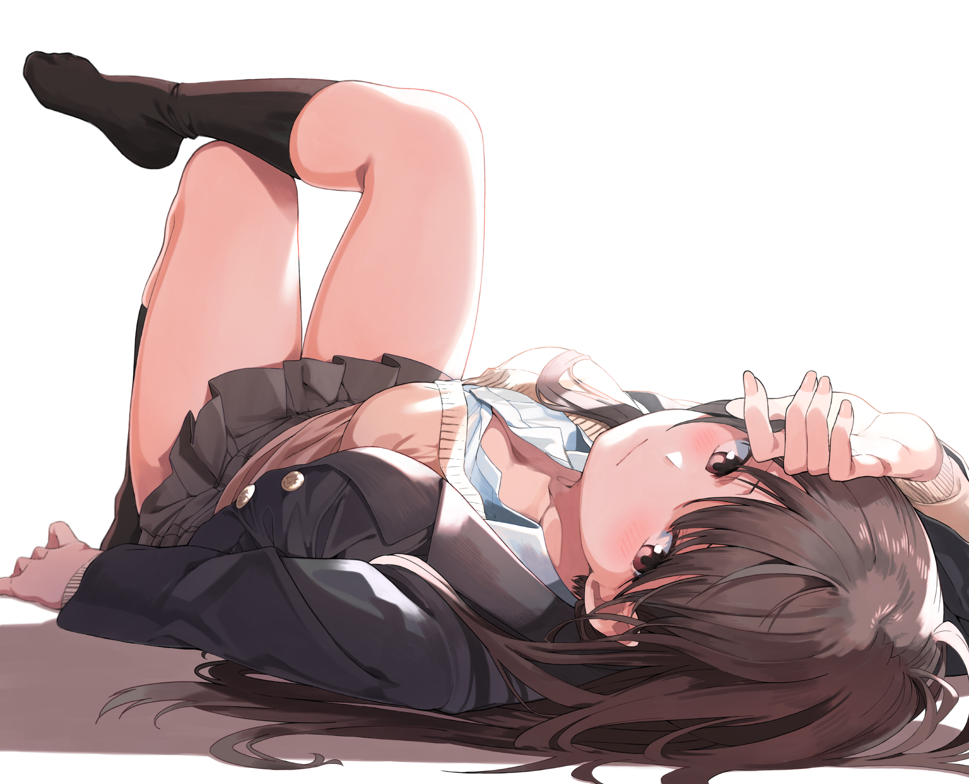 anime girls, anime, simple background, original characters, school uniform, Amudora, HD Wallpaper