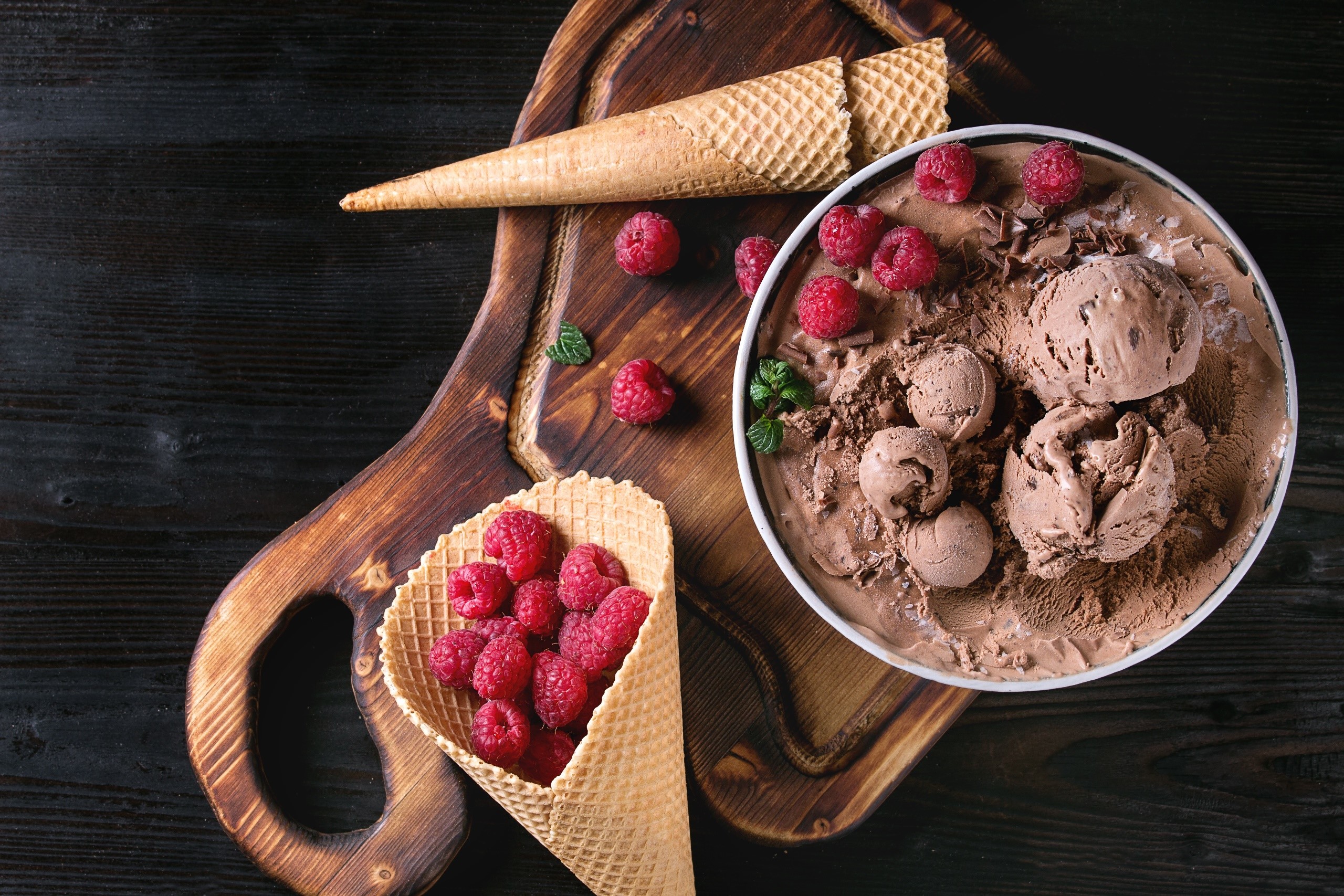 food, sweets, berries, fruit, ice cream, HD Wallpaper