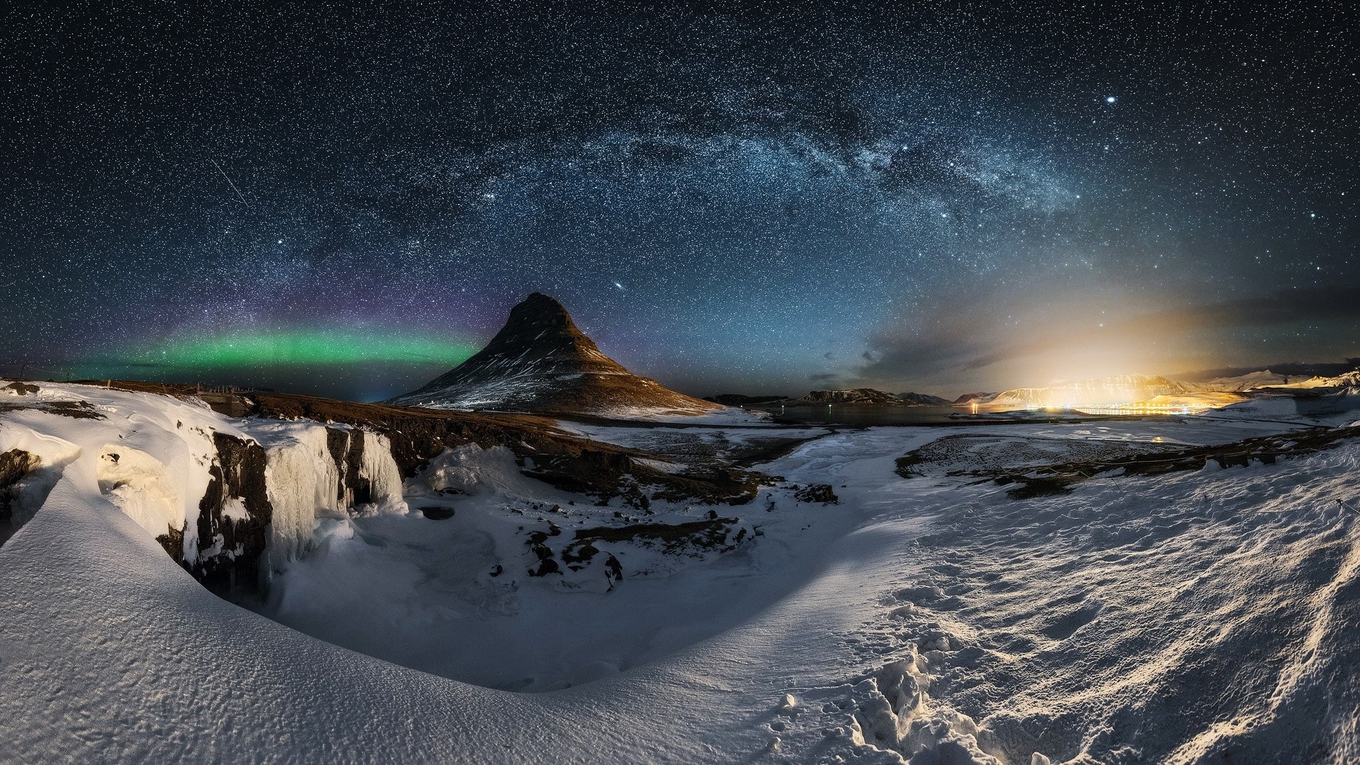 sky, nature, night sky, winter, mountains, landscape, HD Wallpaper