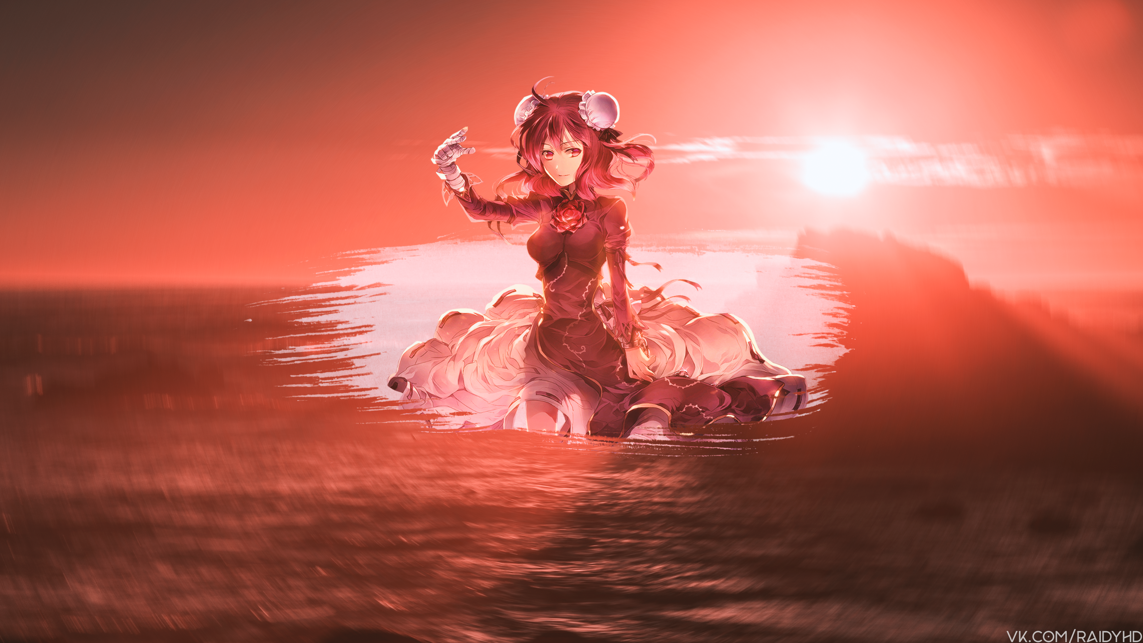 anime girls, anime, picture-in-picture, sunset, HD Wallpaper