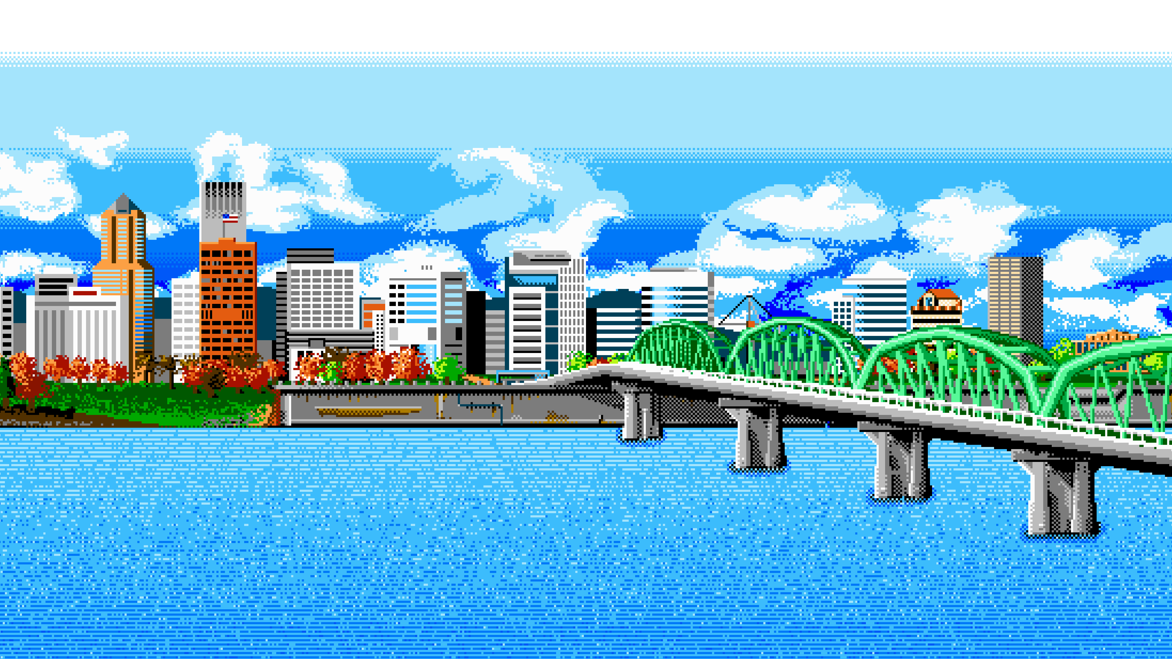 Ahoy, pixel art, bridge, city, HD Wallpaper