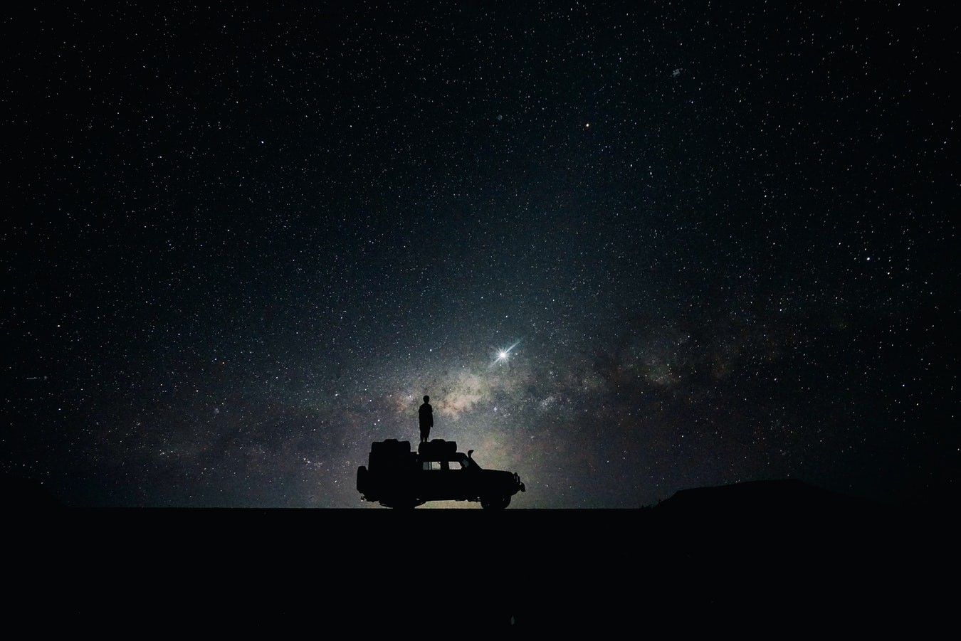 silhouette, stars, space, car, HD Wallpaper