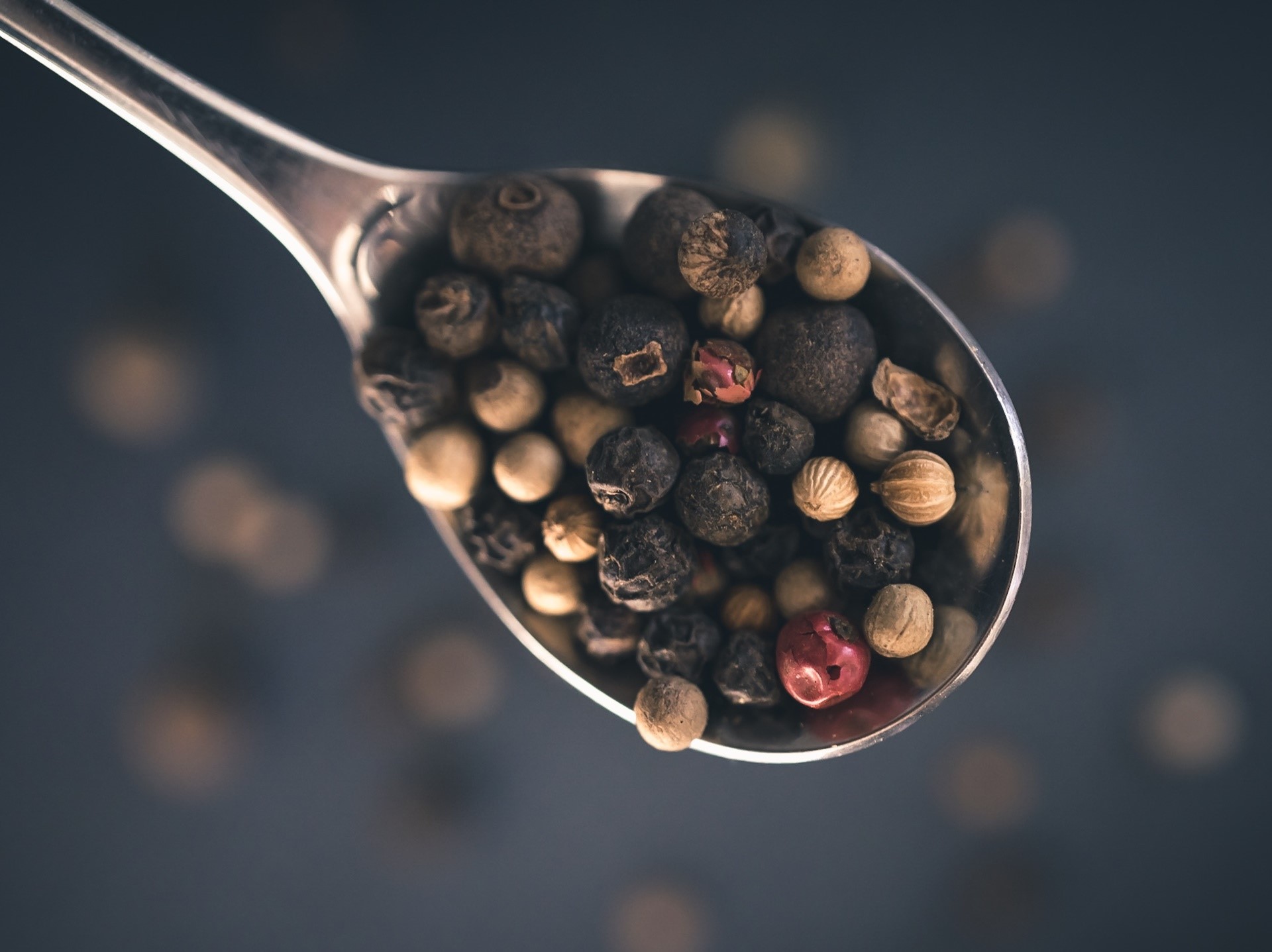 Pepper, food, spoon, top view, spices, HD Wallpaper