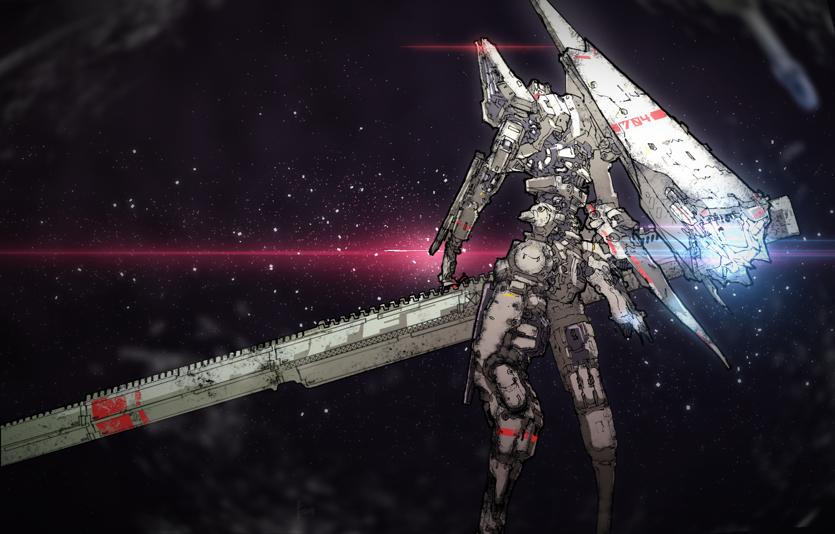 Knights of Sidonia, mech, fantasy weapon, Tsugumori (Sidonia no Kishi), HD Wallpaper