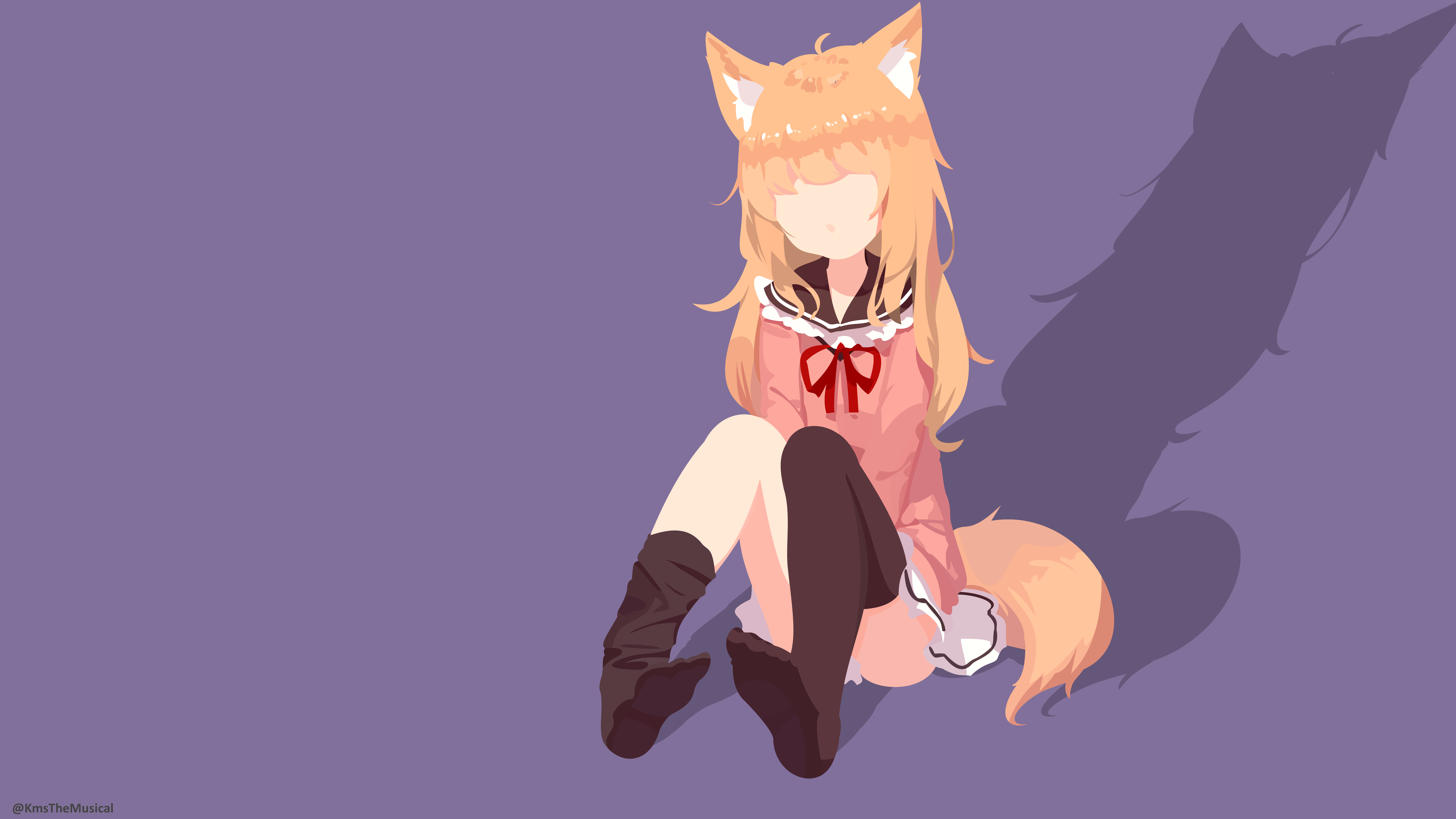 anime girls, original characters, fox girl, tail, HD Wallpaper