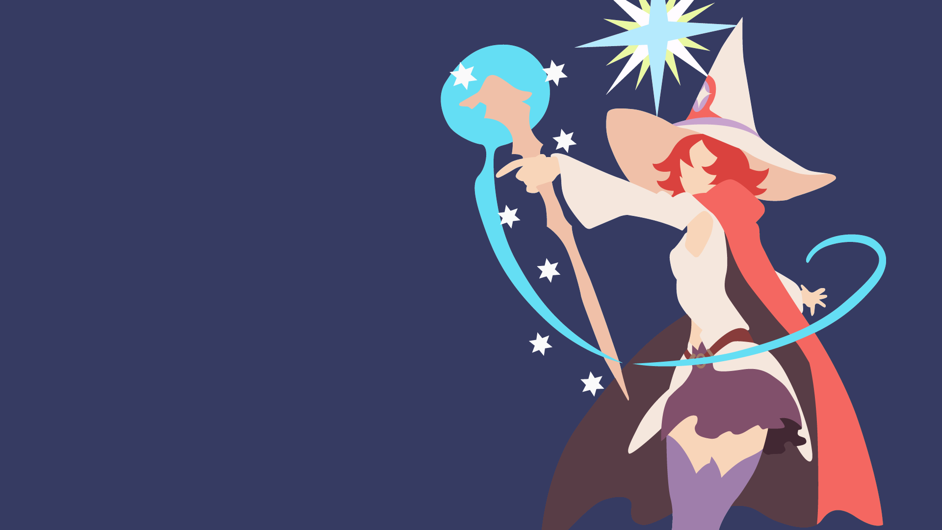 Little Witch Academia, silhouette, magic, magical girls, witch, HD Wallpaper