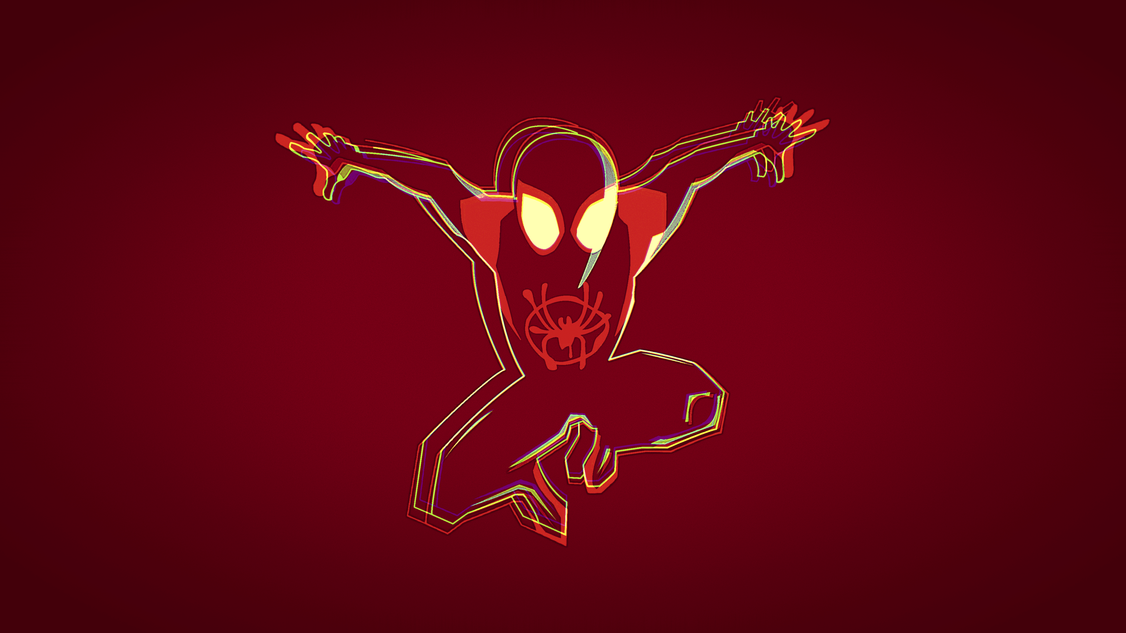 Spider-Man, into the spiderverse, digital art, red, artwork, red background, HD Wallpaper