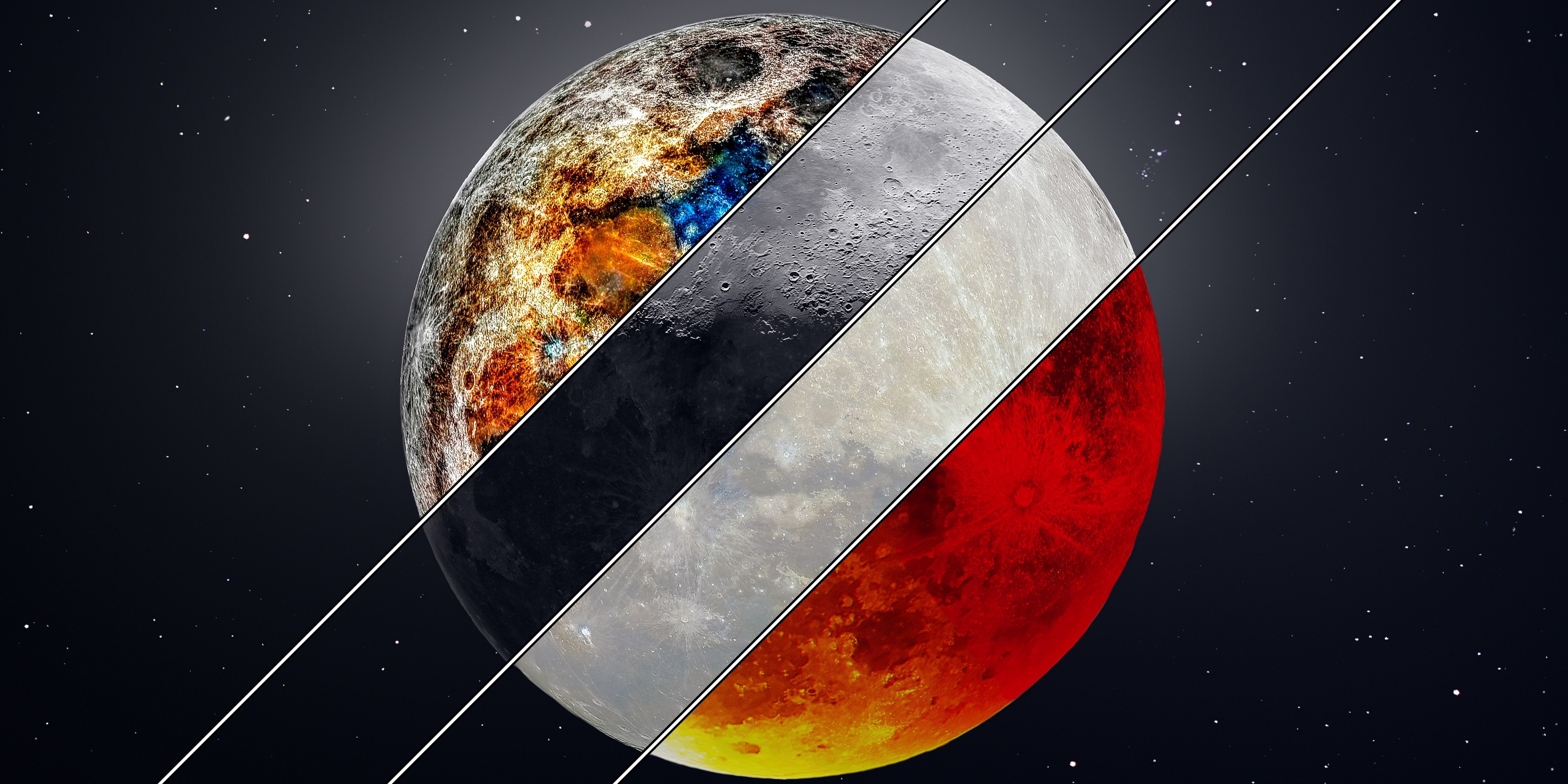 space, Moon, artwork, photography, stars, HD Wallpaper