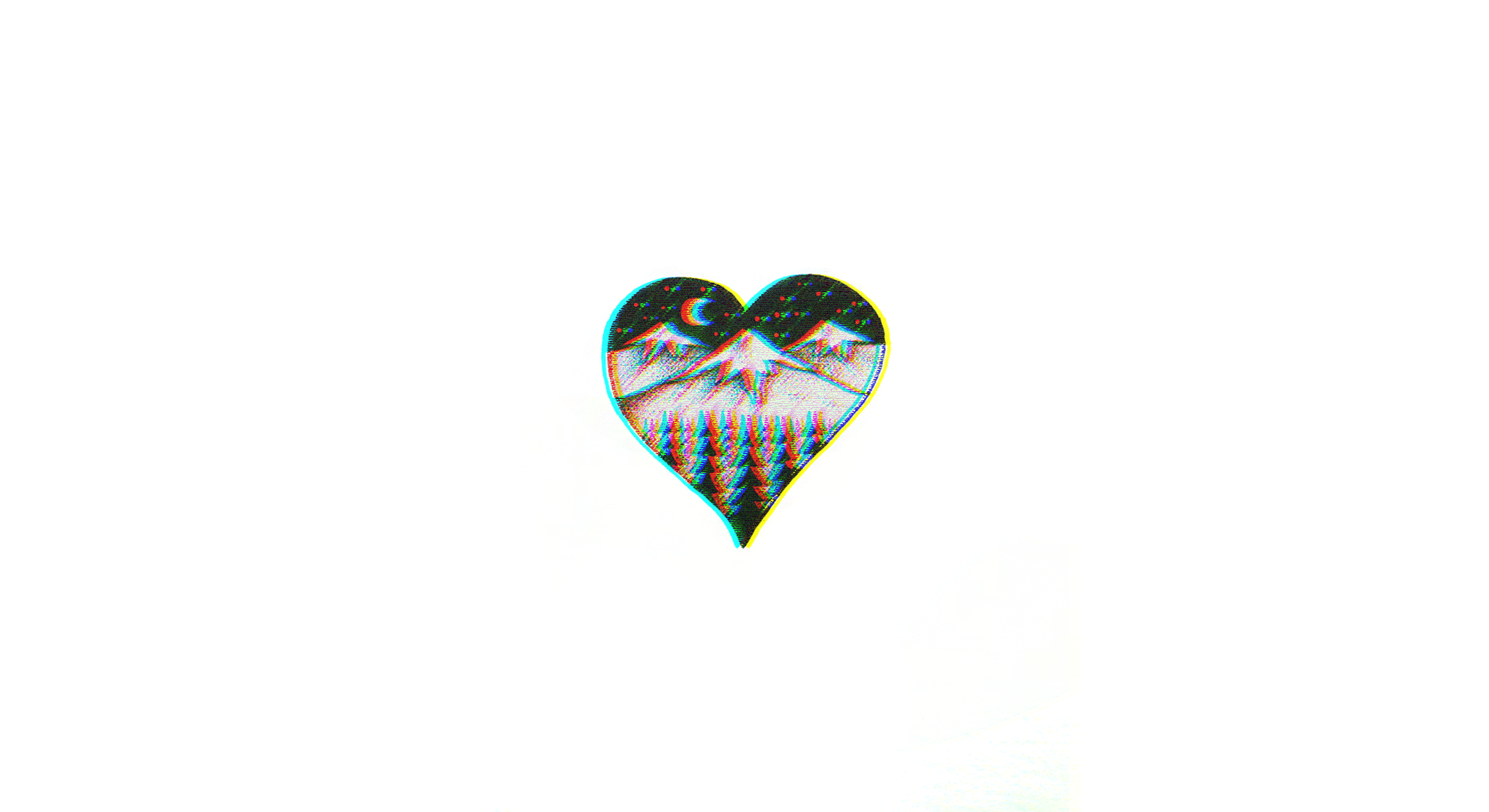heart, drawing, mountains, simple background, HD Wallpaper