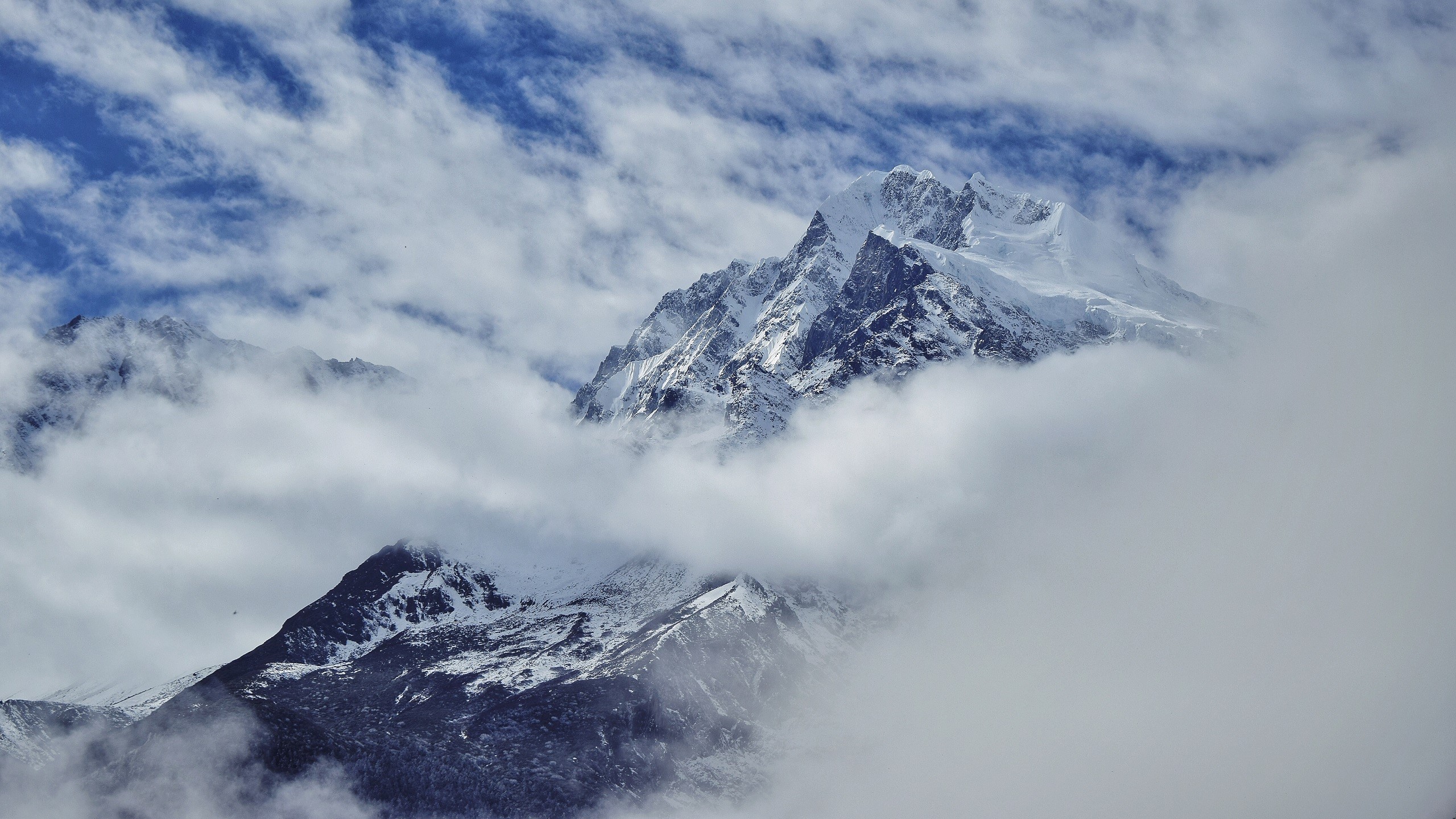 snow, mountains, nature, landscape, snowy peak, HD Wallpaper