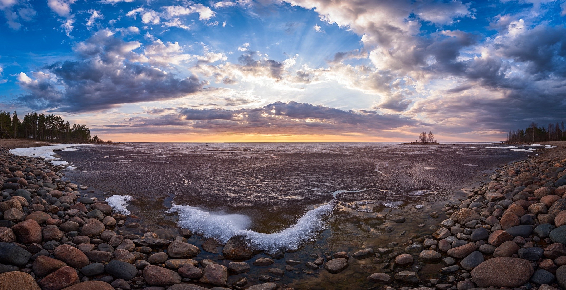 landscape, sky, clouds, nature, stones, HD Wallpaper