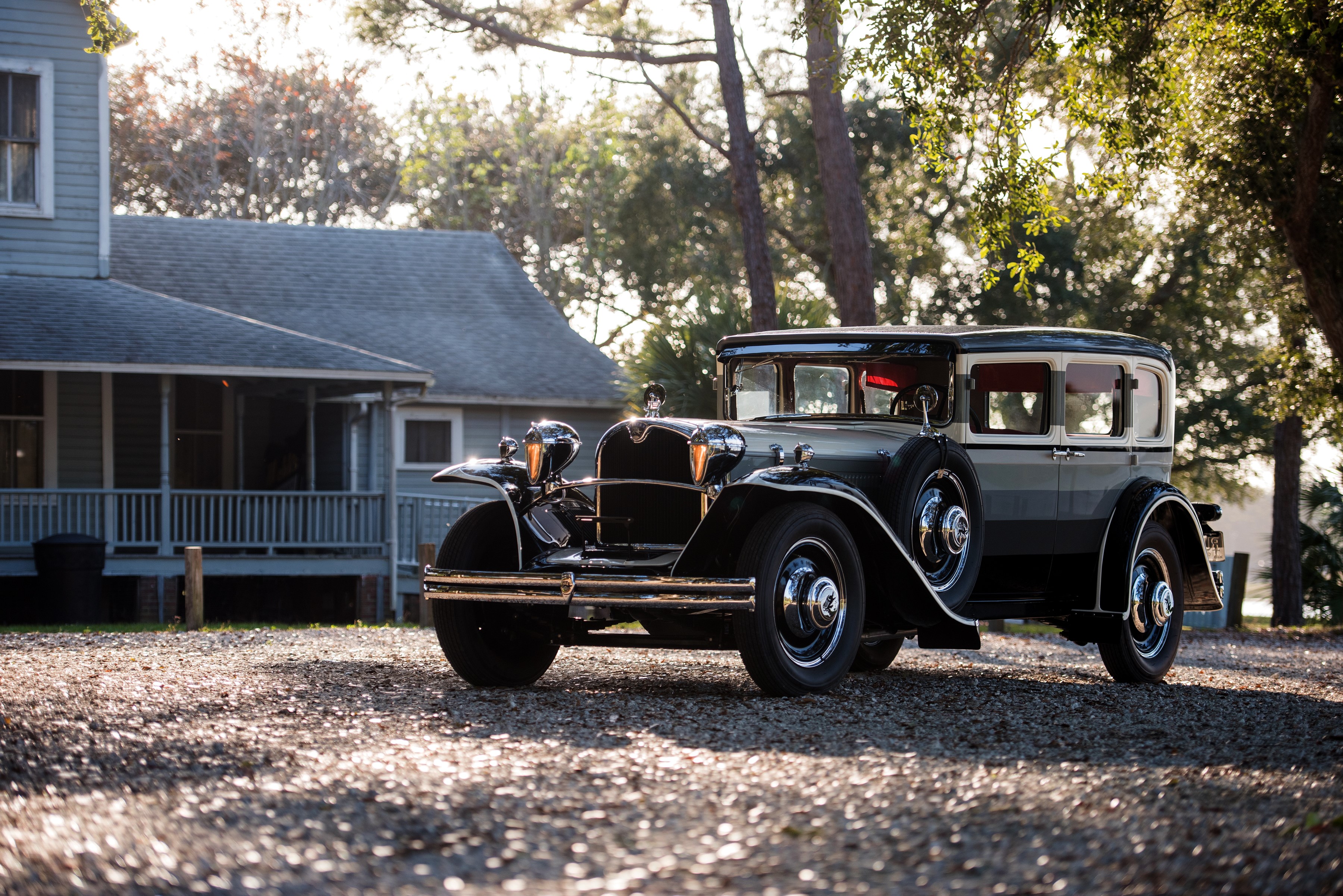 car, classic car, black cars, photography, Ruxton Model C, house, Oldtimer, trees, HD Wallpaper