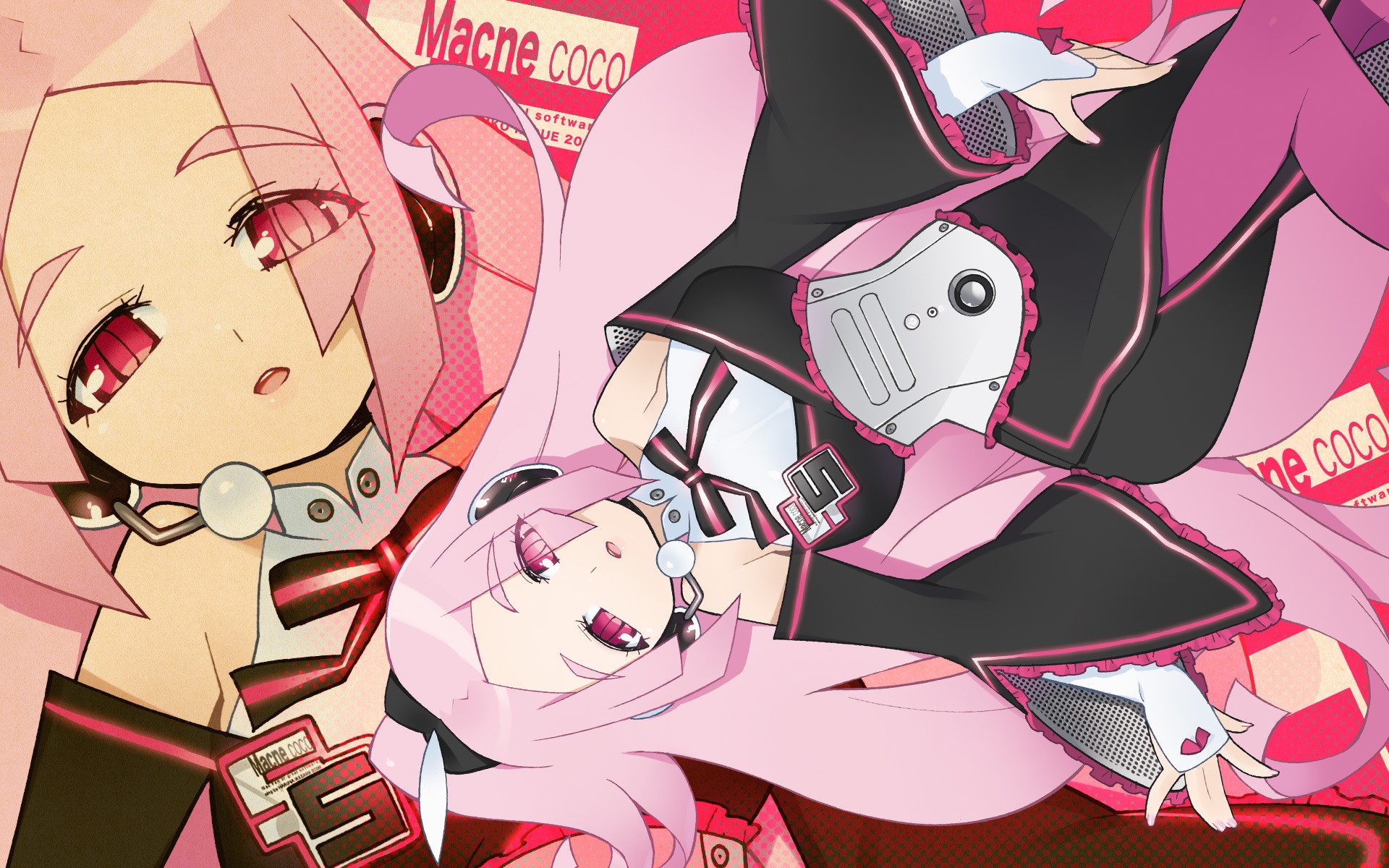 Macloid, Vocaloid, anime girls, anime, pink hair, red eyes, HD Wallpaper