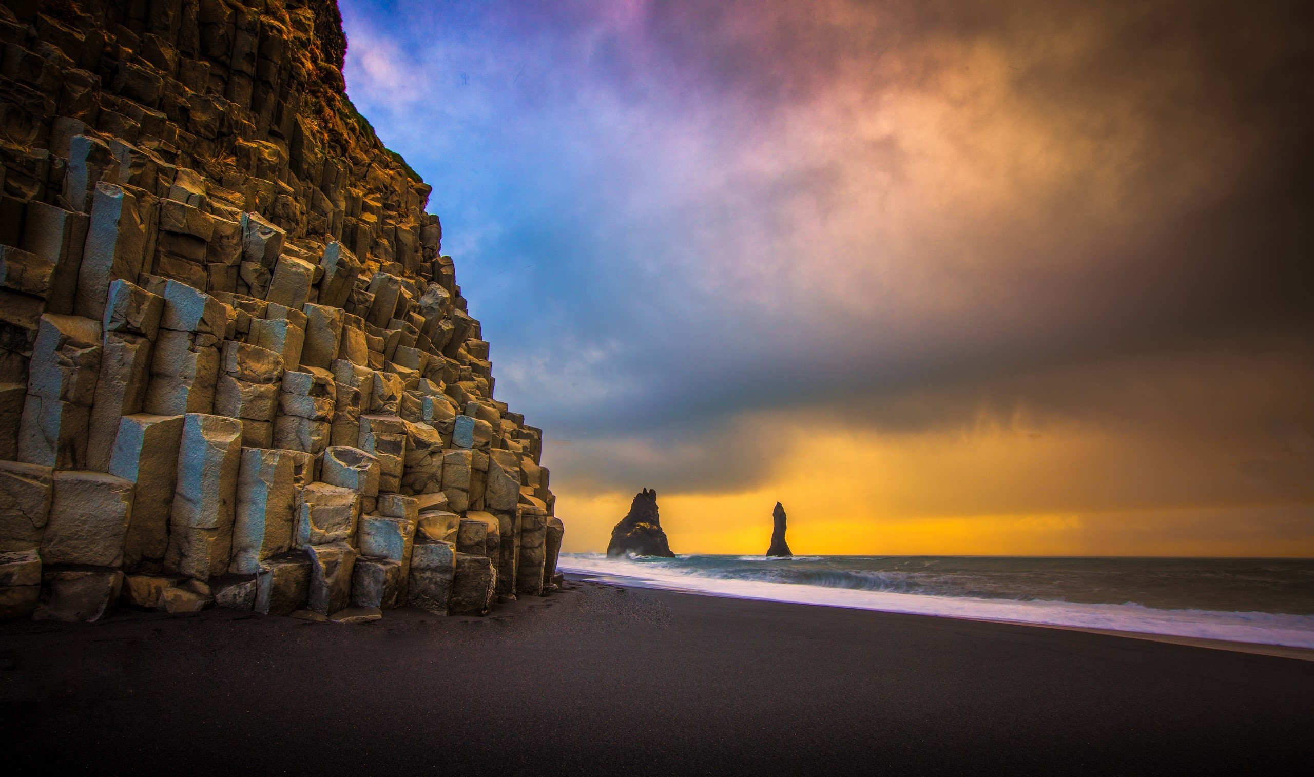 beach, nature, coast, sky, rock, HD Wallpaper