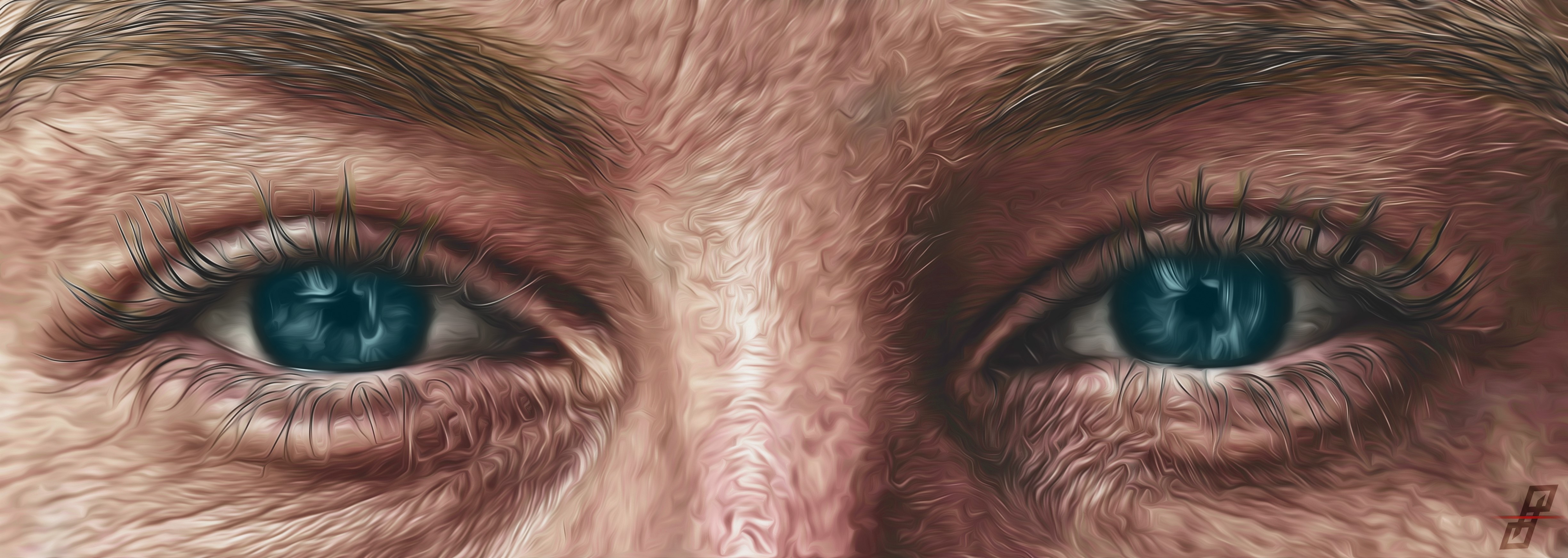 eyes, blue eyes, depth of field, paint brushes, painting, artwork, face, HD Wallpaper