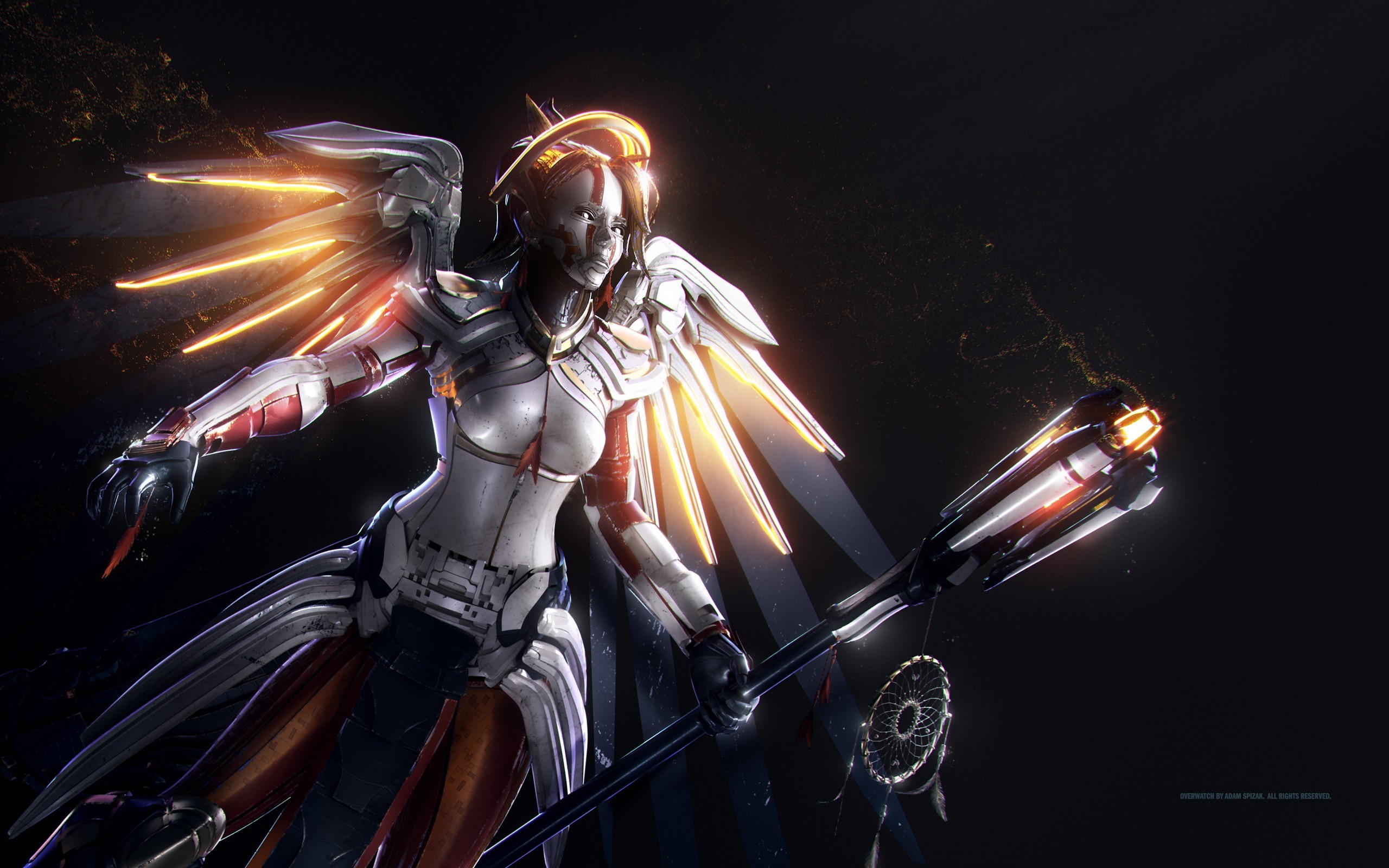 video games, PC gaming, Overwatch, simple background, Mercy (Overwatch), HD Wallpaper