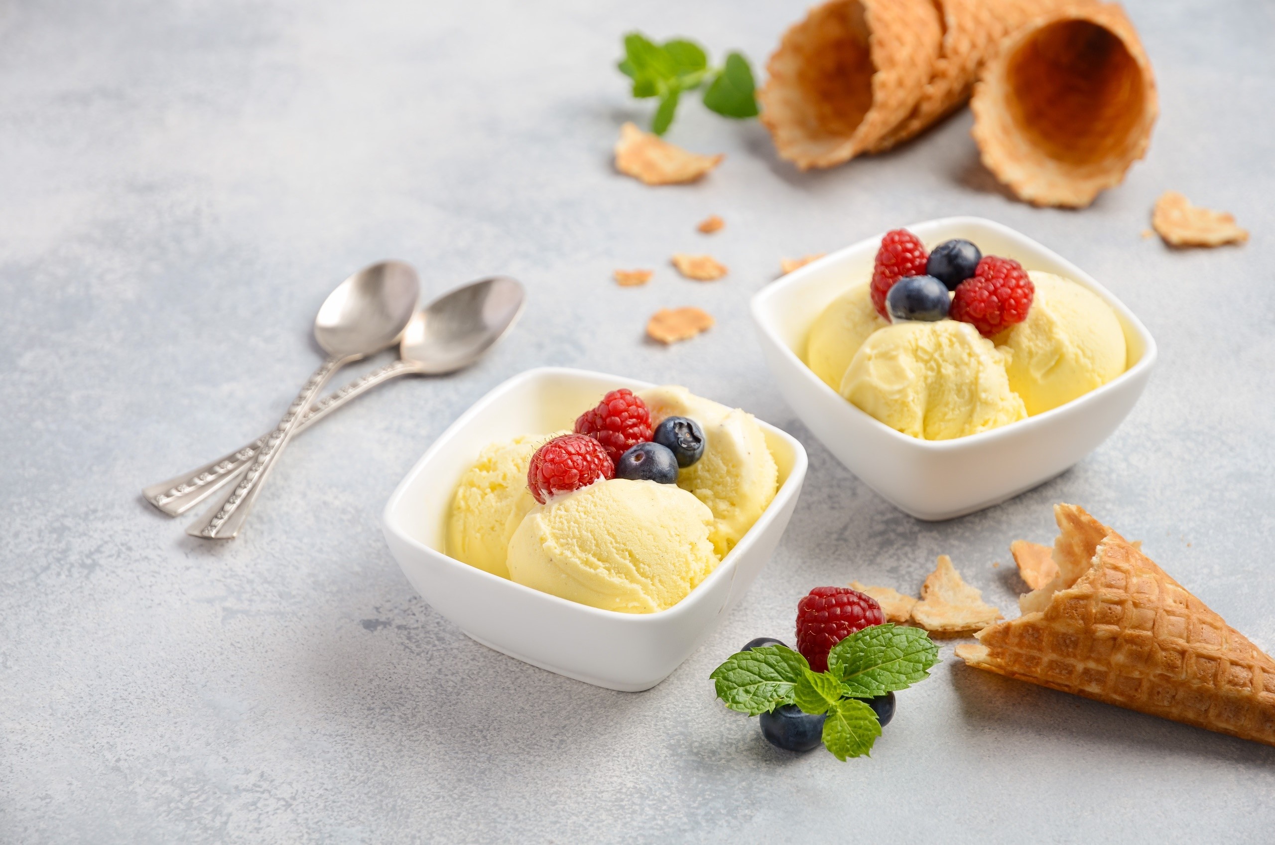sweets, waffles, ice cream, food, fruit, berries, HD Wallpaper