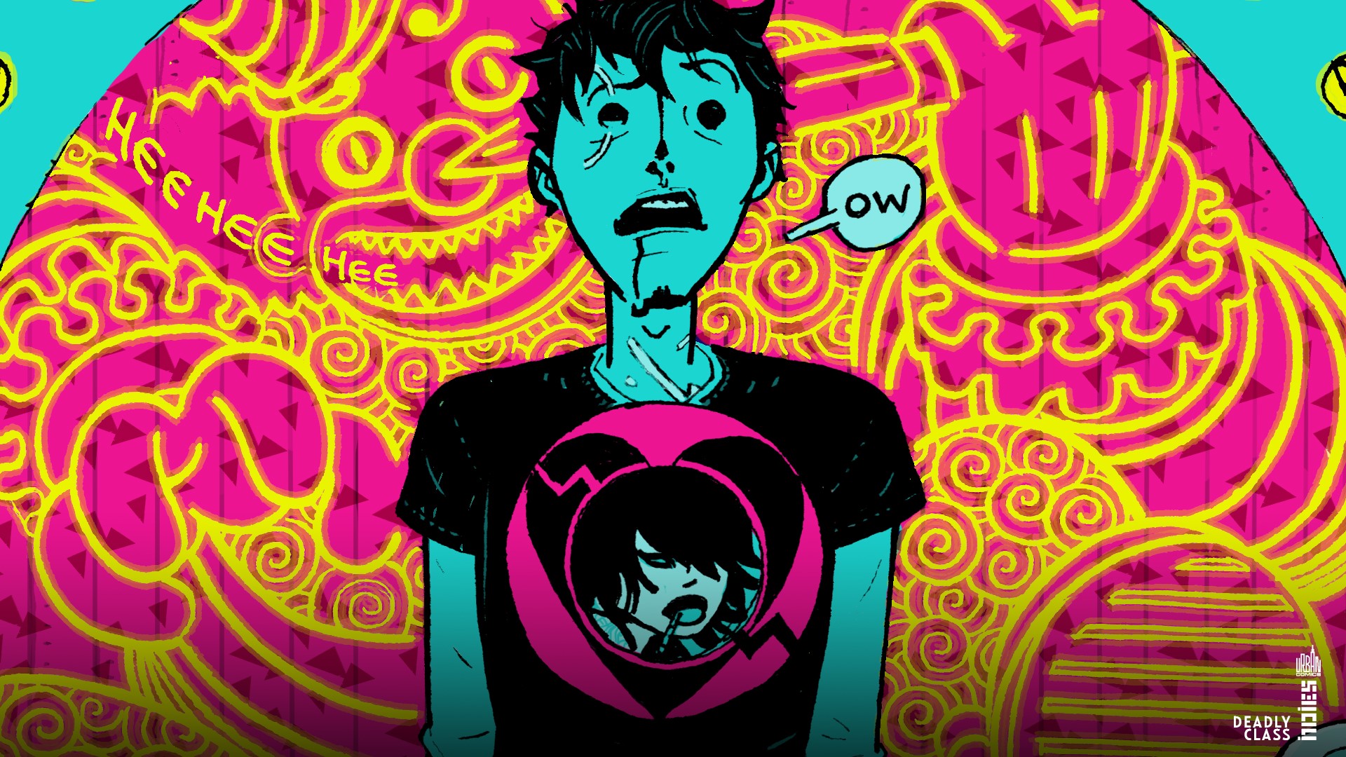 Deadly Class, comic art, colorful, cyan, pink, HD Wallpaper