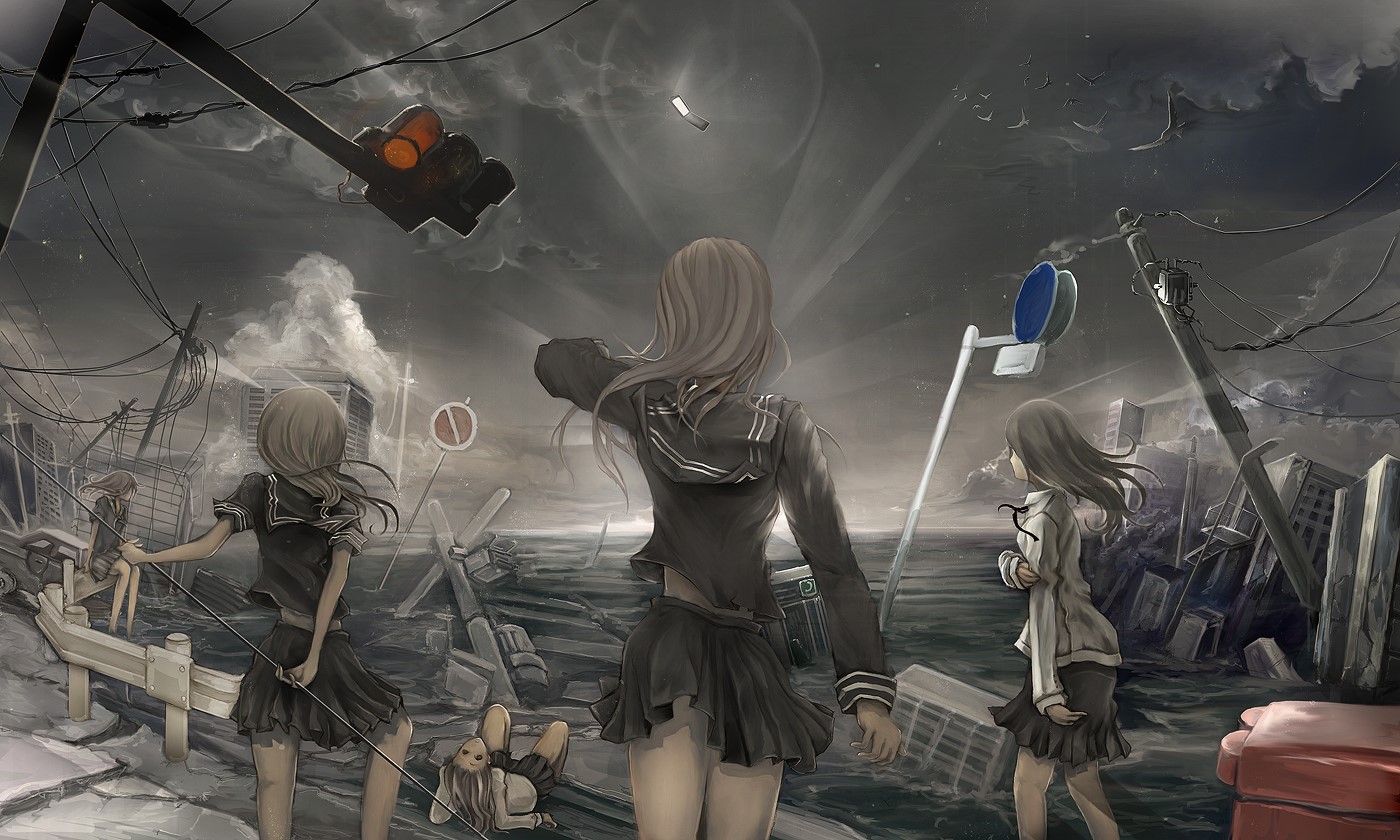 women, sea, skirt, debris, HD Wallpaper
